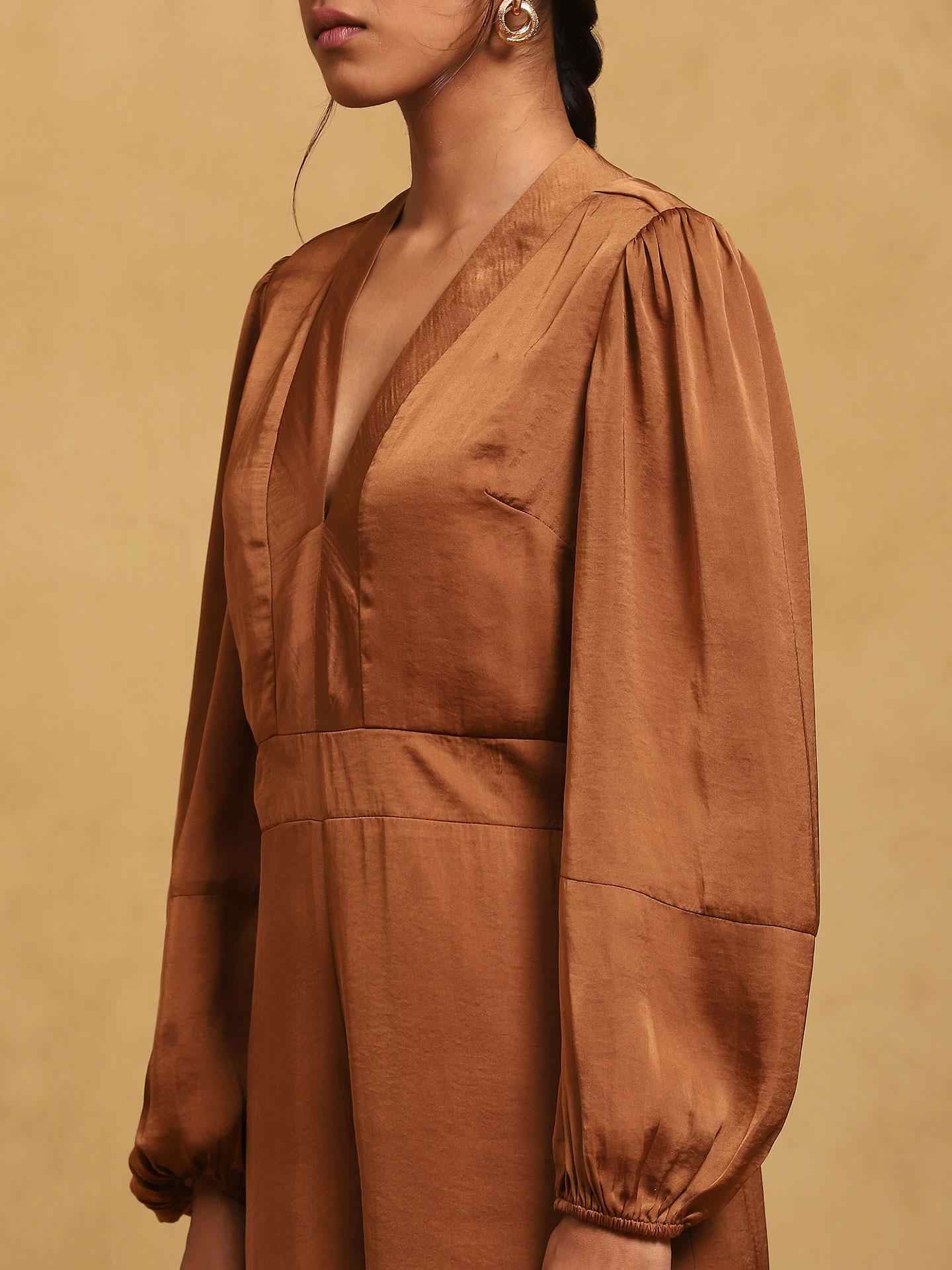 Brown Rubix Solid Jumpsuit