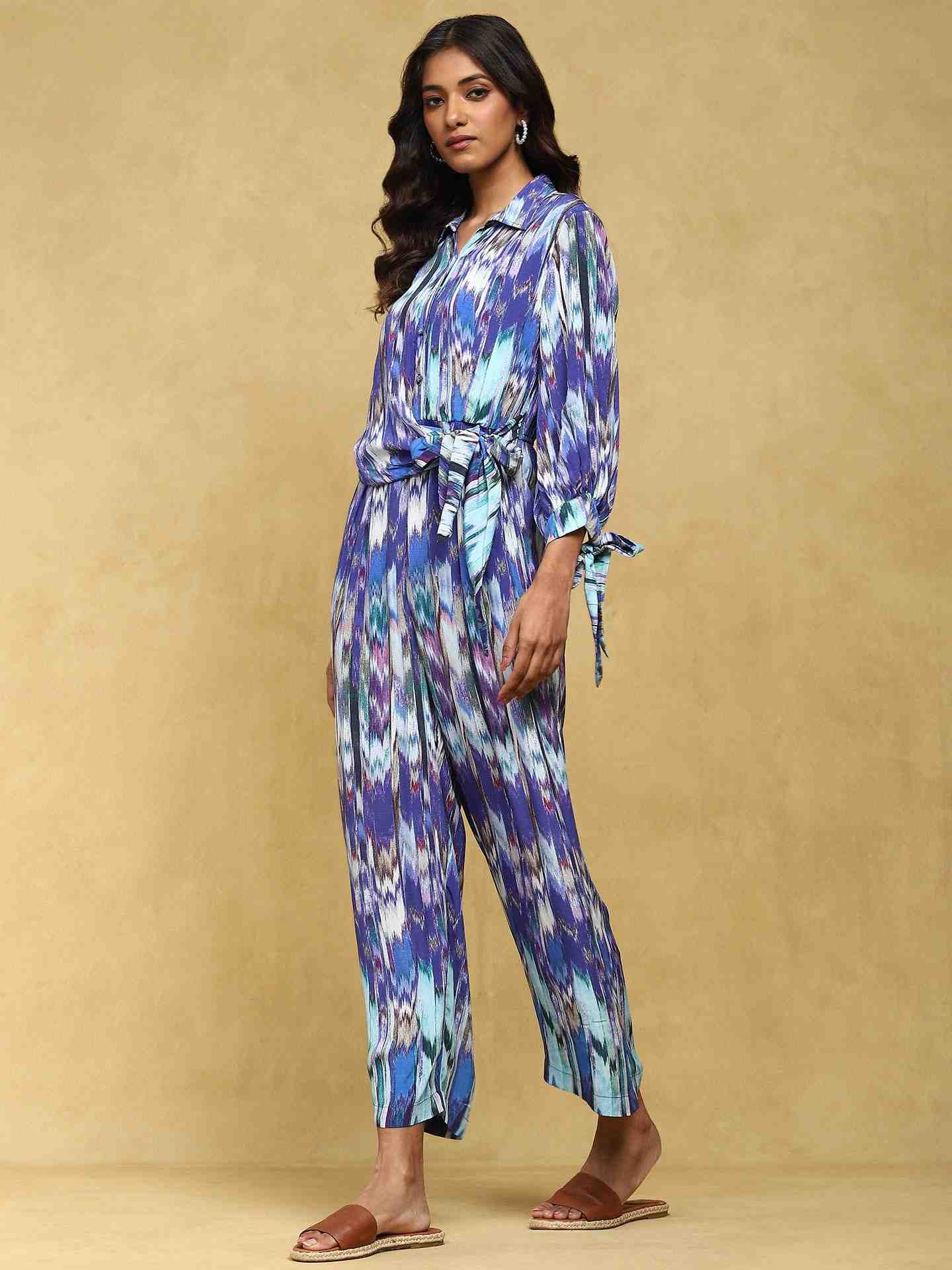 Blue Binkai Crepe Jumpsuit
