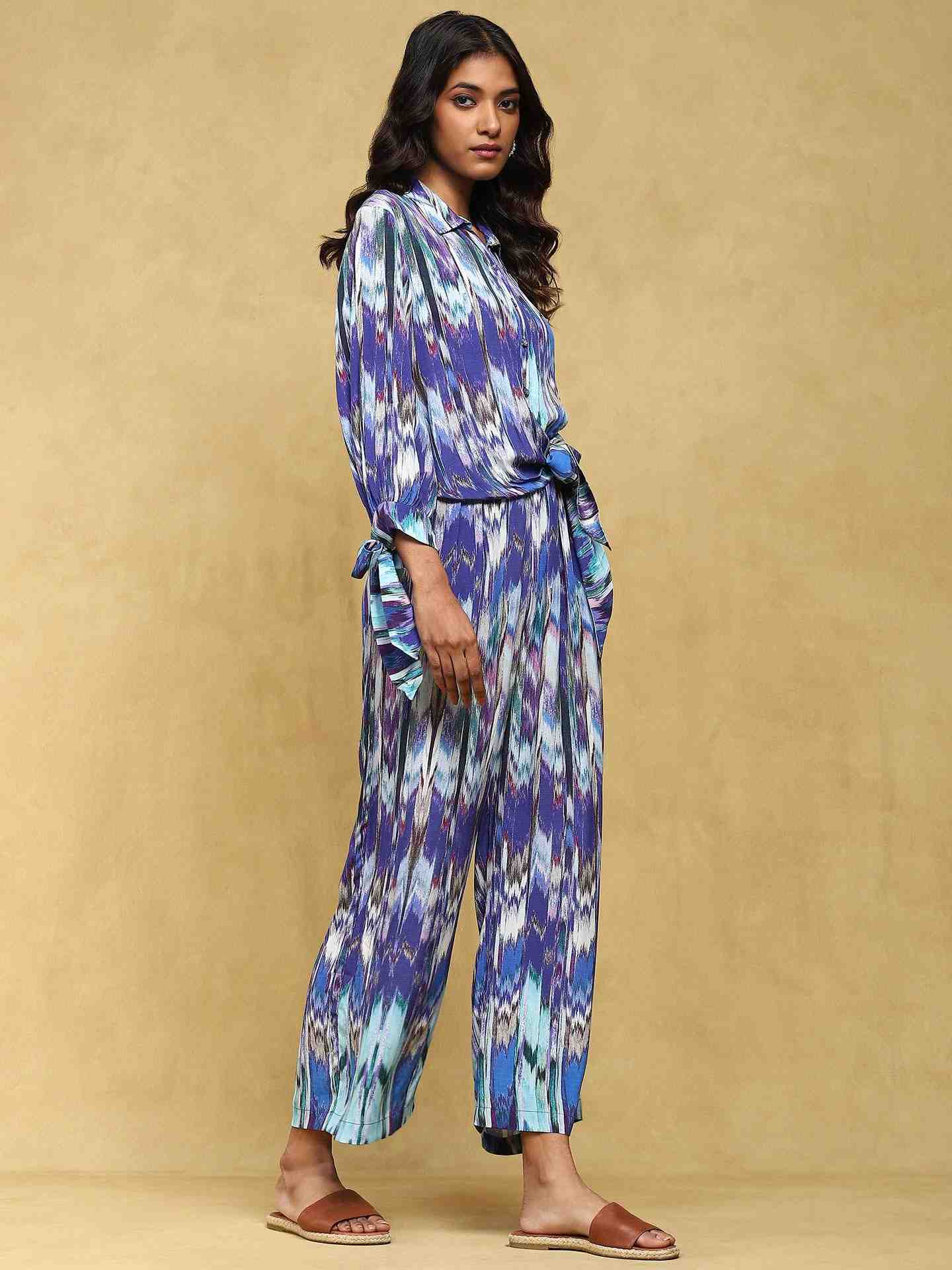 Blue Binkai Crepe Jumpsuit