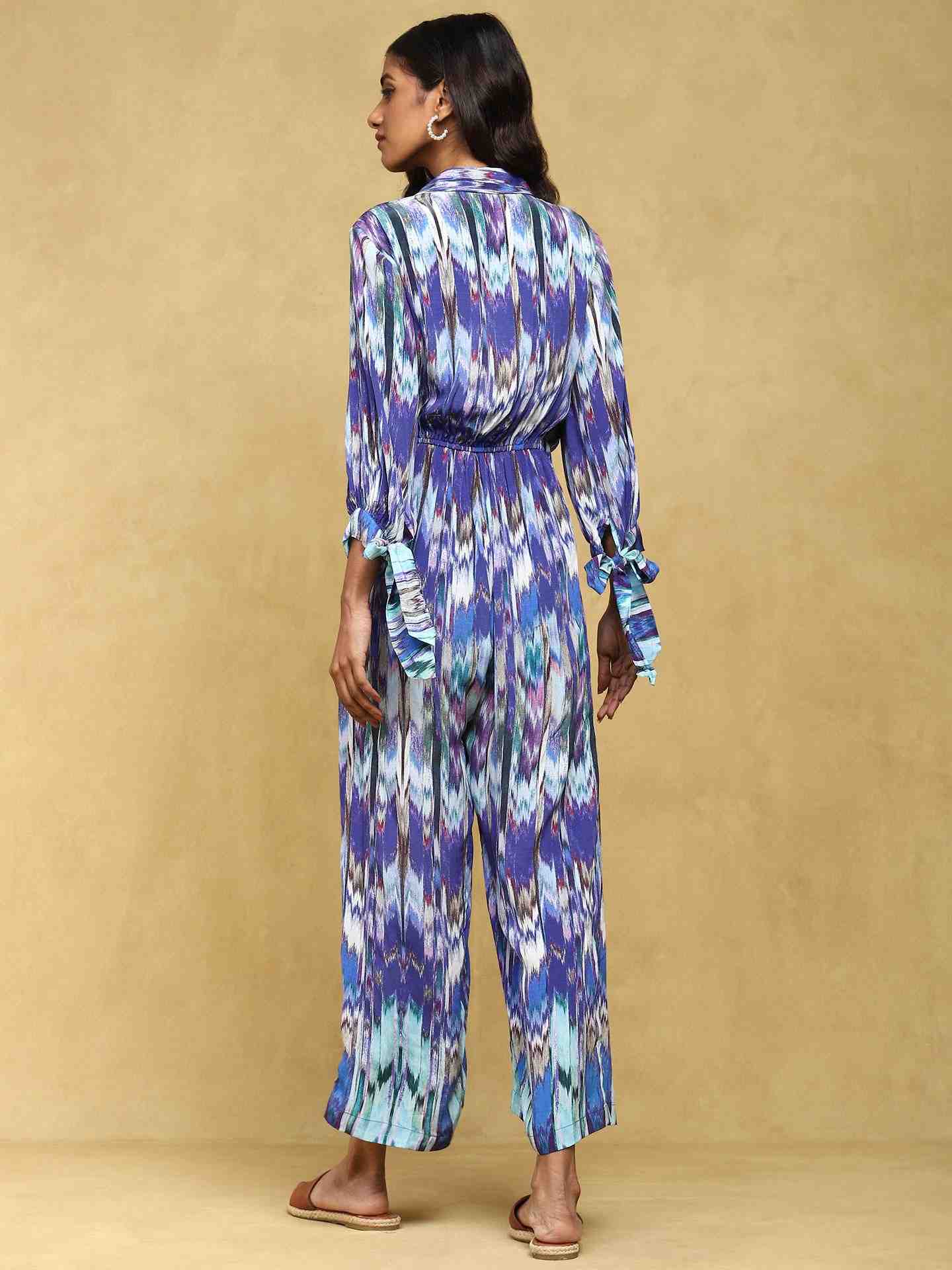 Blue Binkai Crepe Jumpsuit