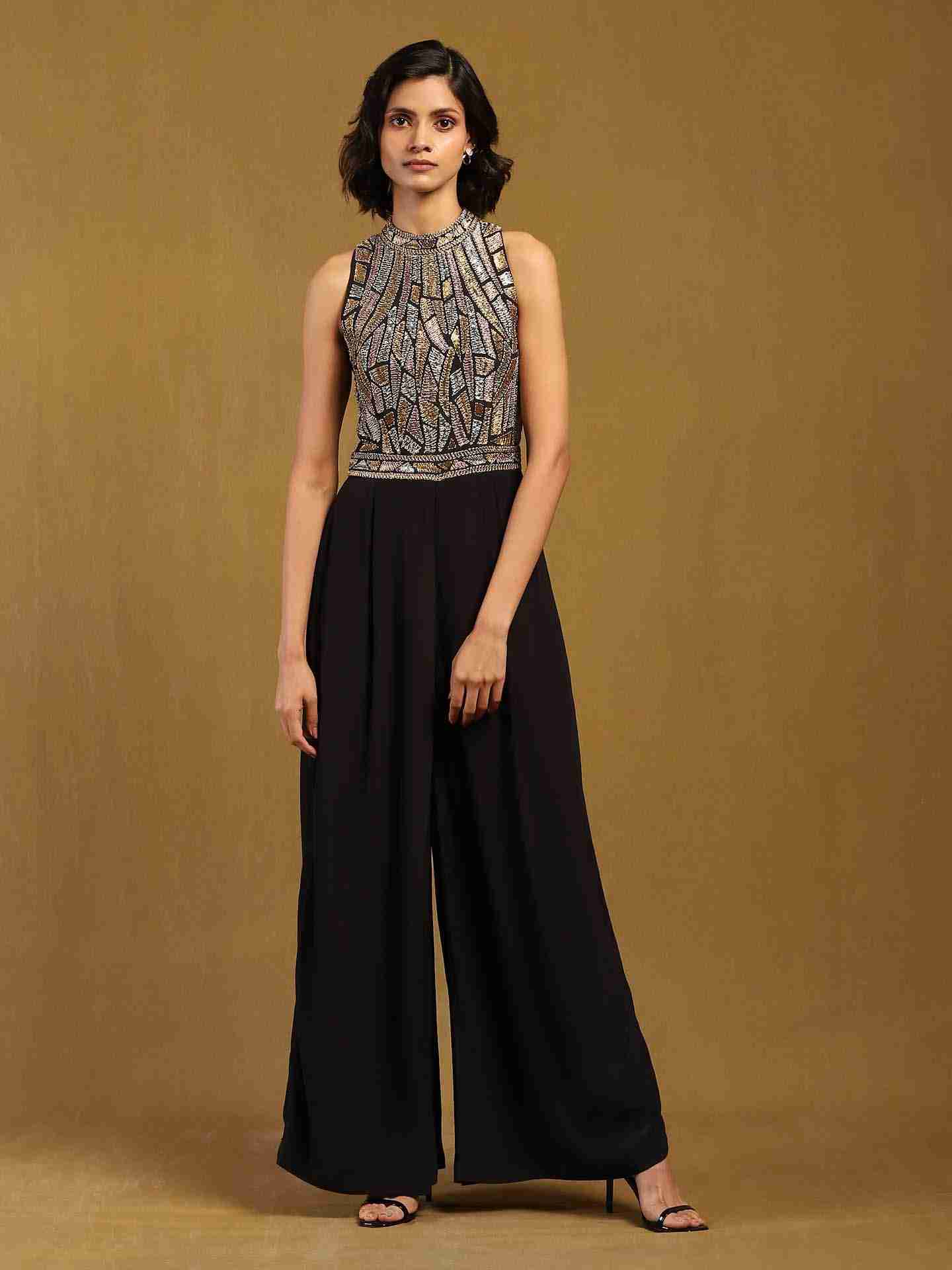 Black Elec Solid Jumpsuit