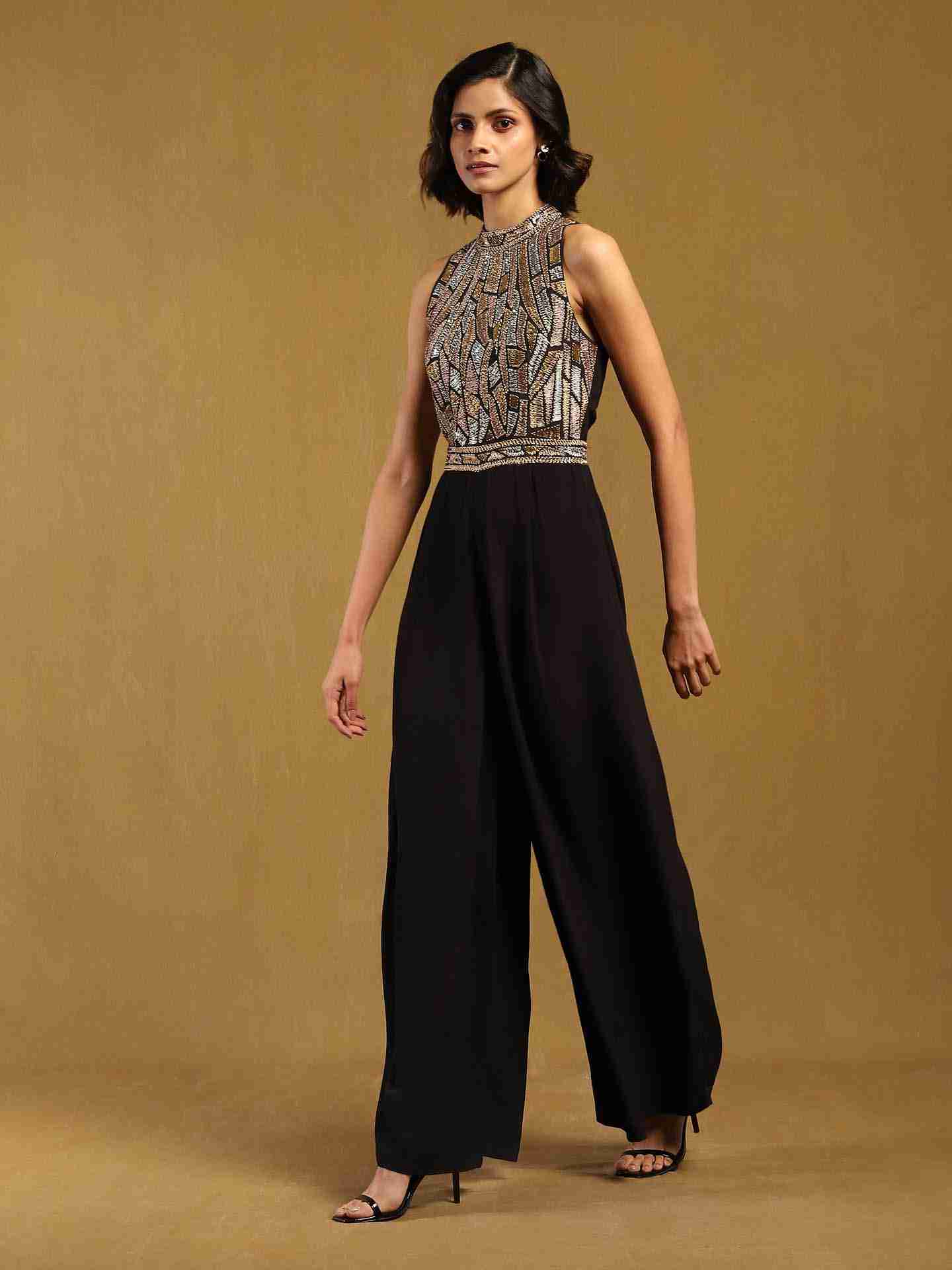 Black Elec Solid Jumpsuit
