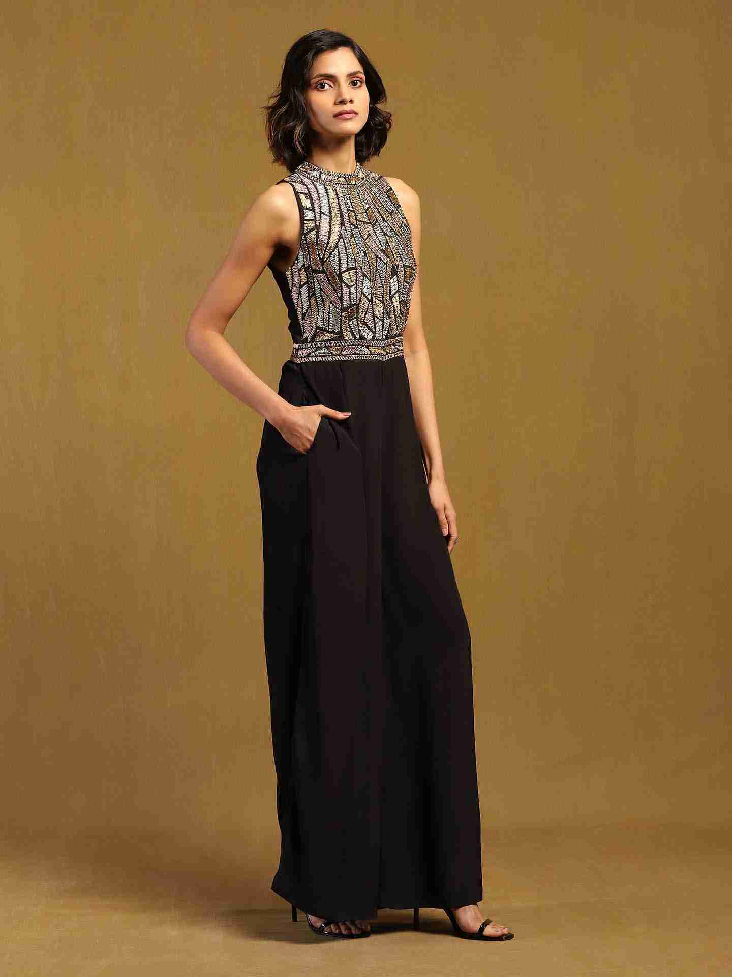 Black Elec Solid Jumpsuit