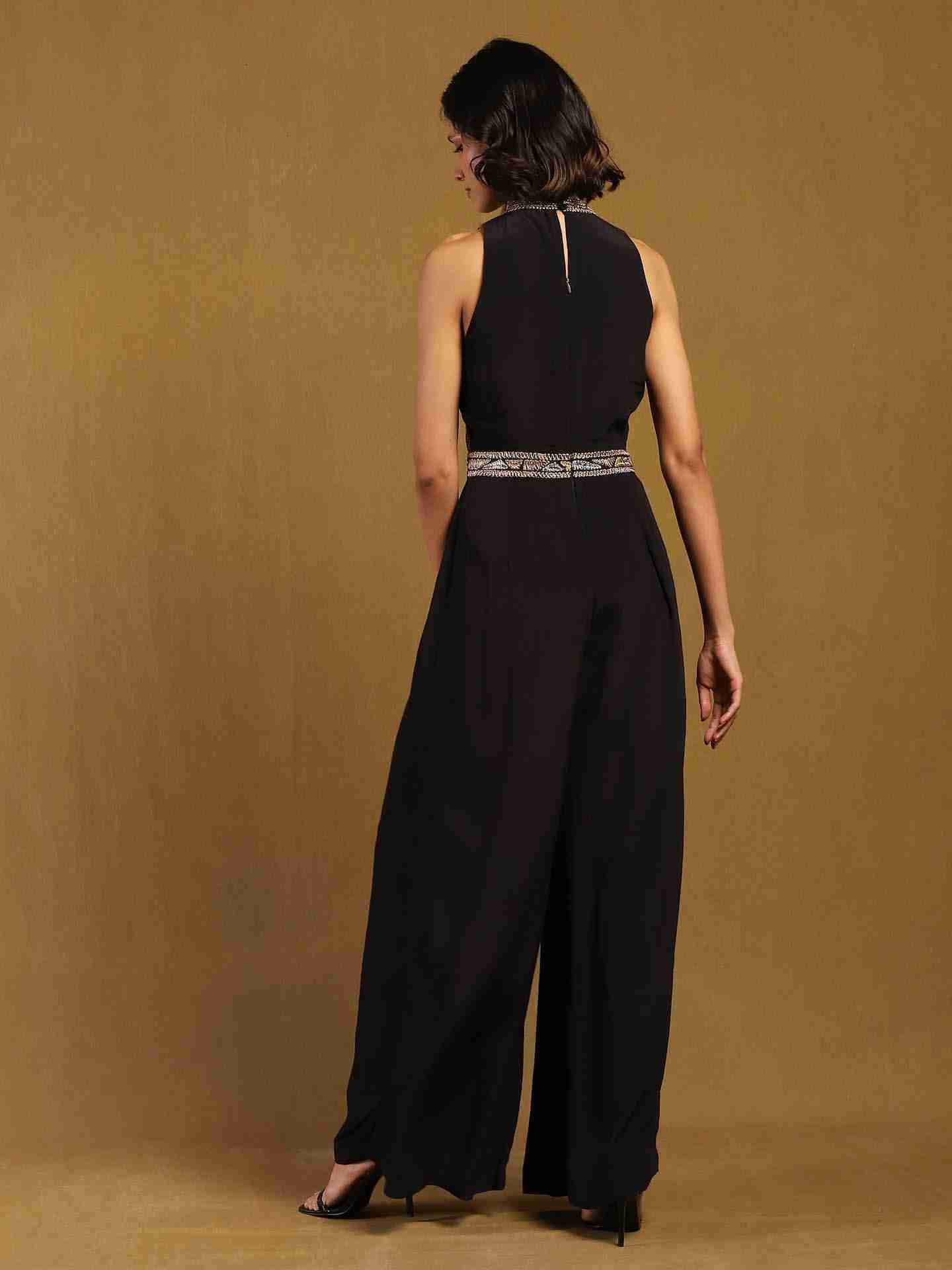 Black Elec Solid Jumpsuit