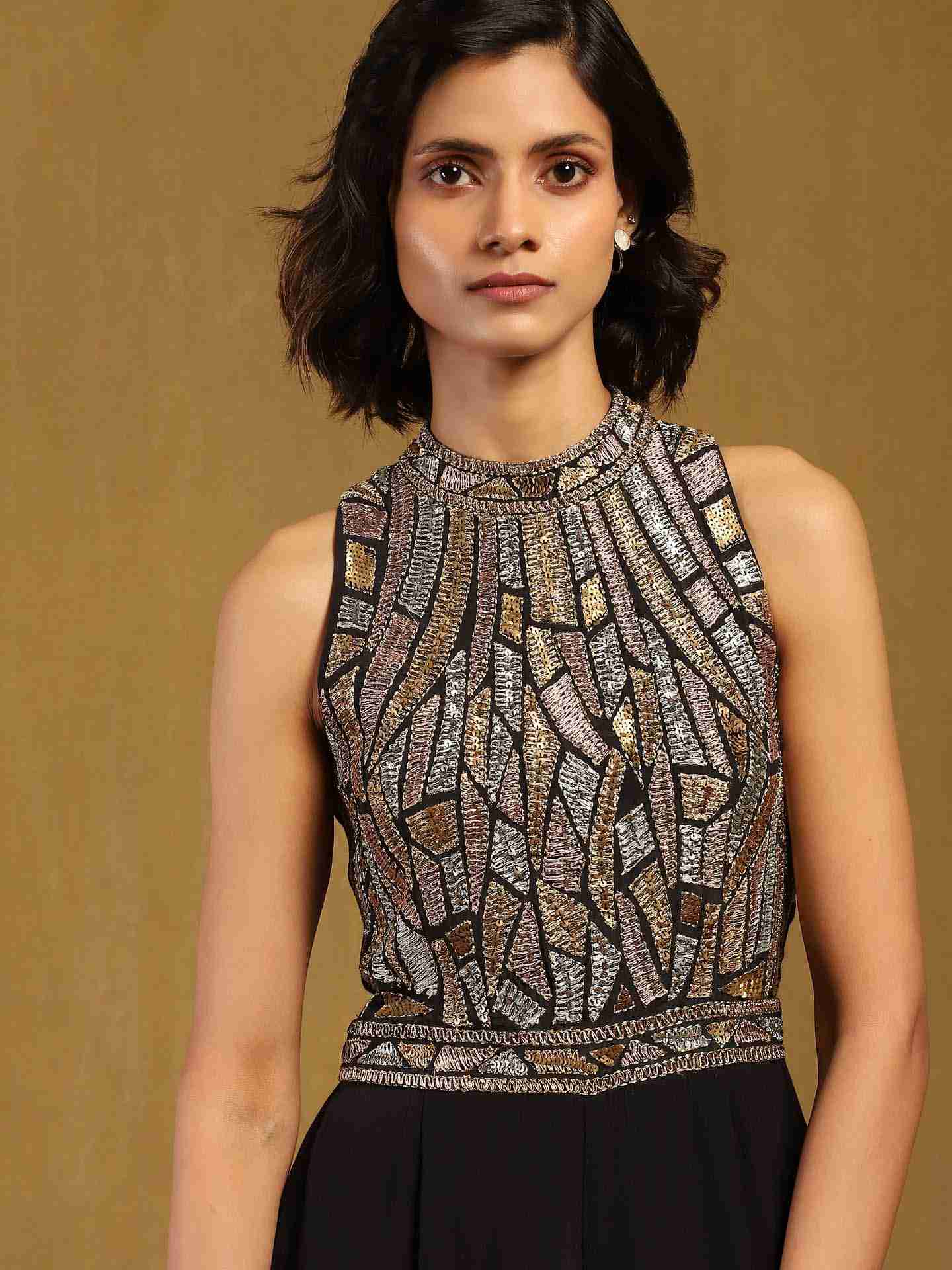 Black Elec Solid Jumpsuit