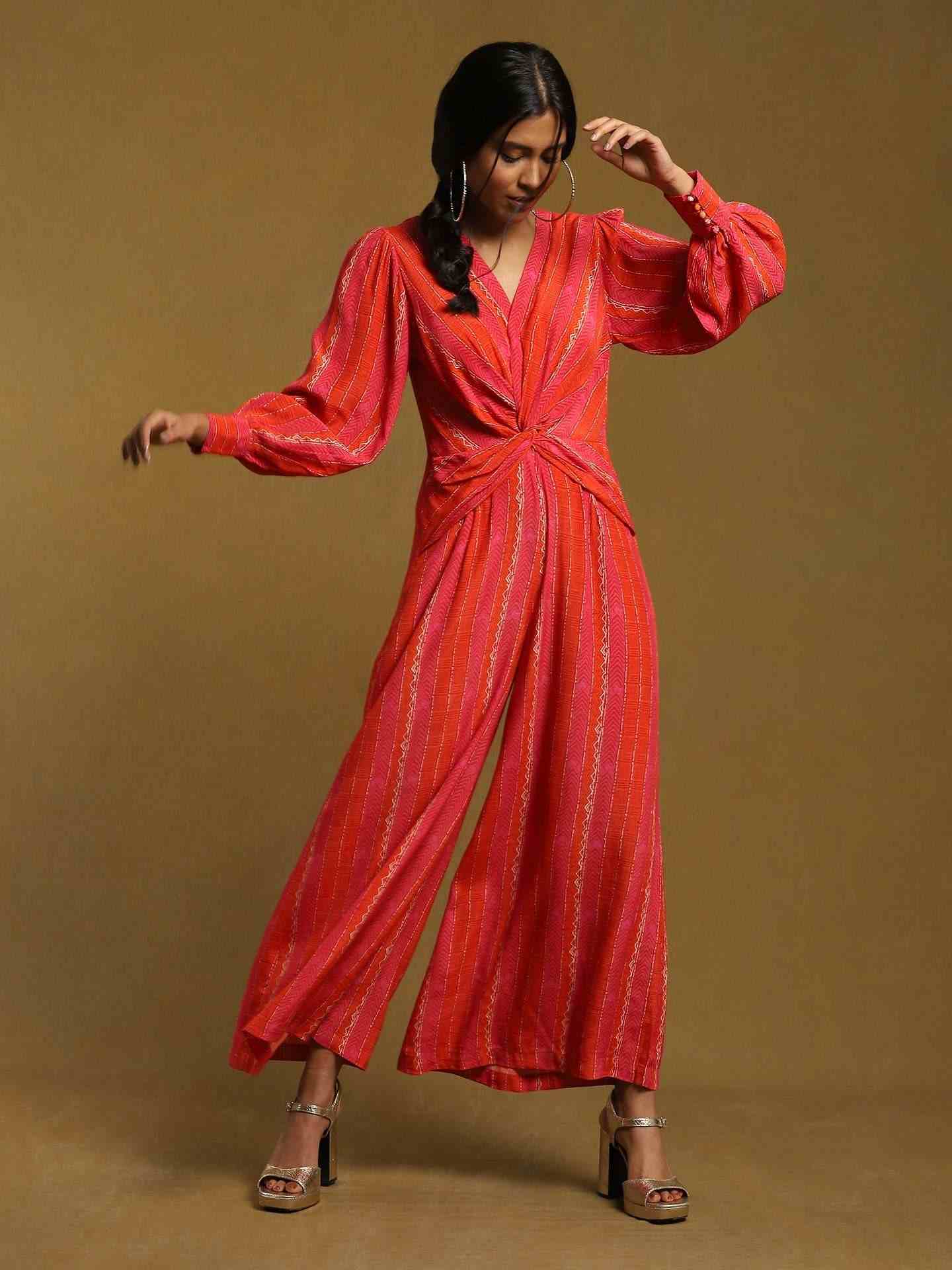 Pink Sindh Crepe Jumpsuit