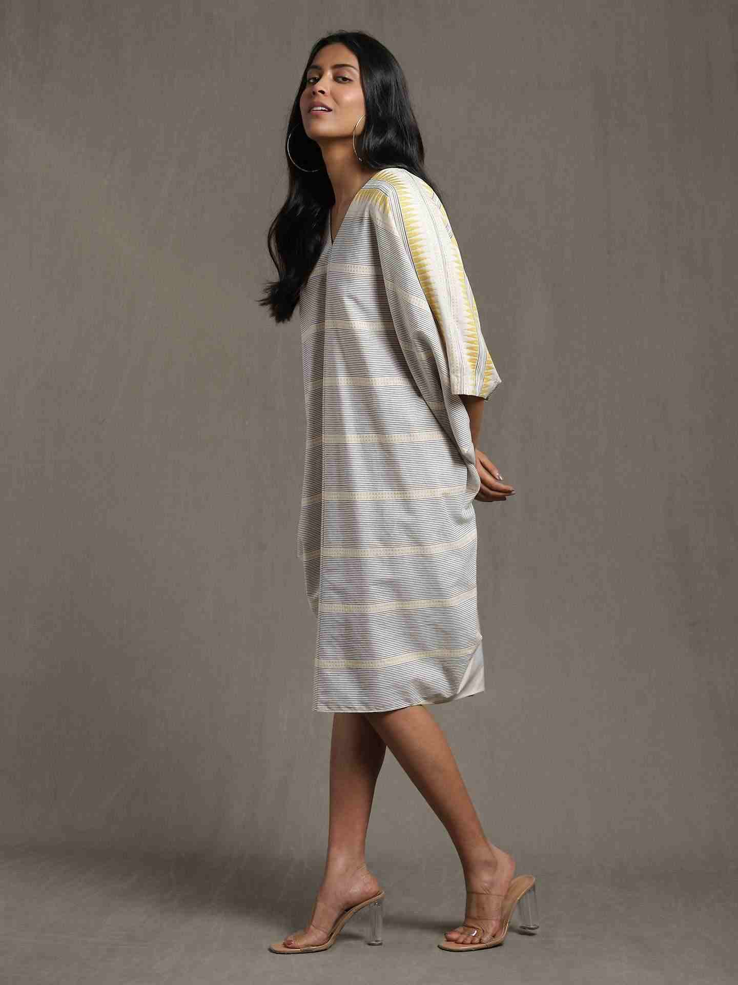 White Whimsical Heritage Cotton Kaftan Dress