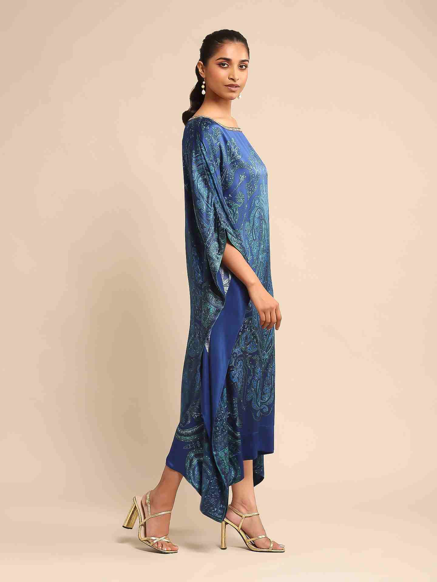 Royal Blue & Turquoise Mandana Kaftan Dress