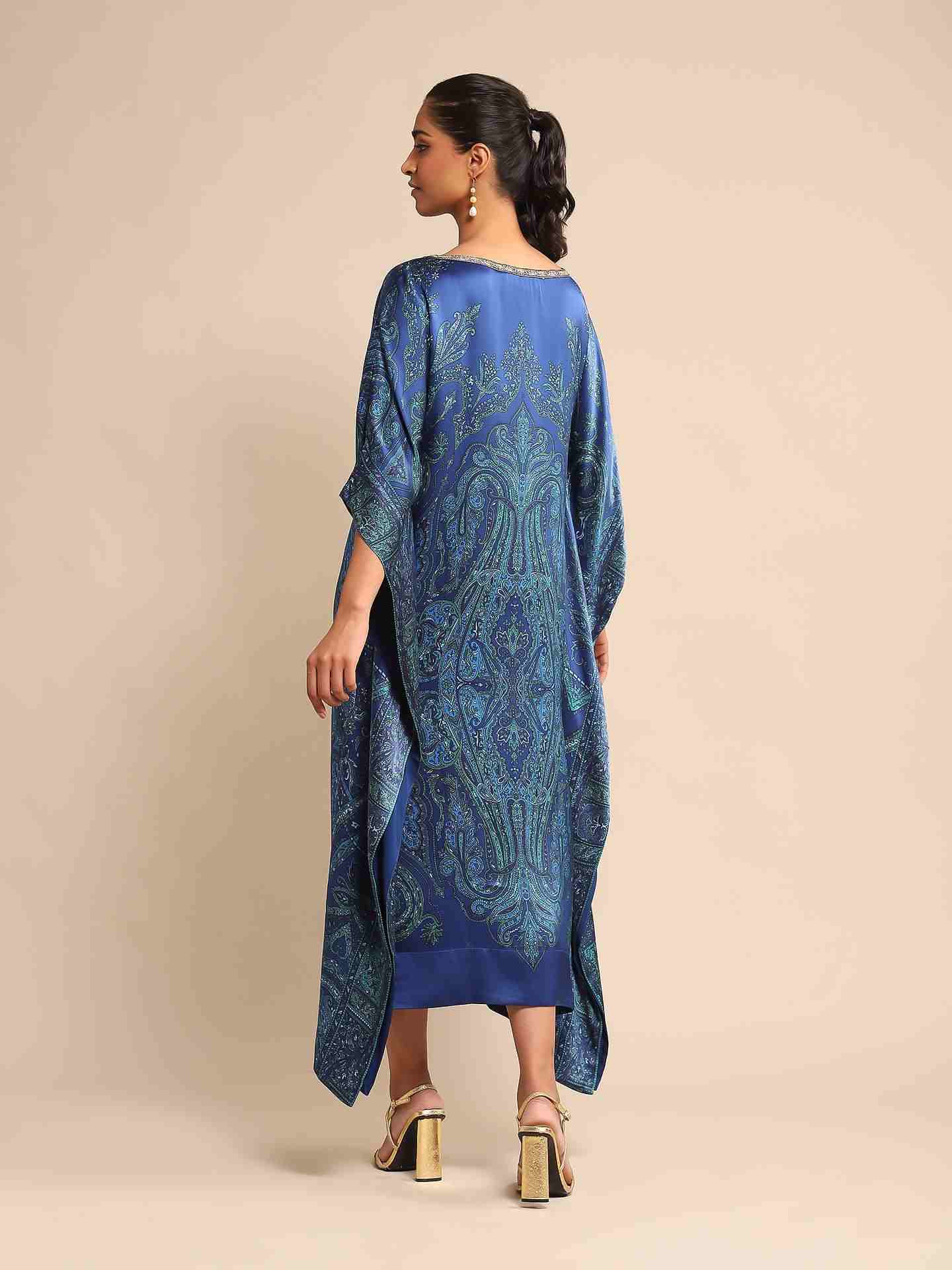Royal Blue & Turquoise Mandana Kaftan Dress