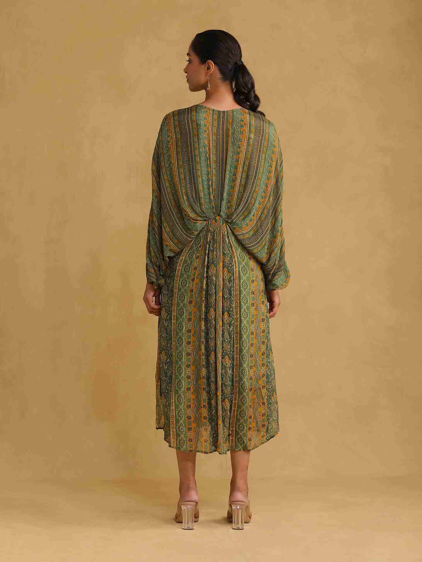 Green Meenakari Kaftan Dress