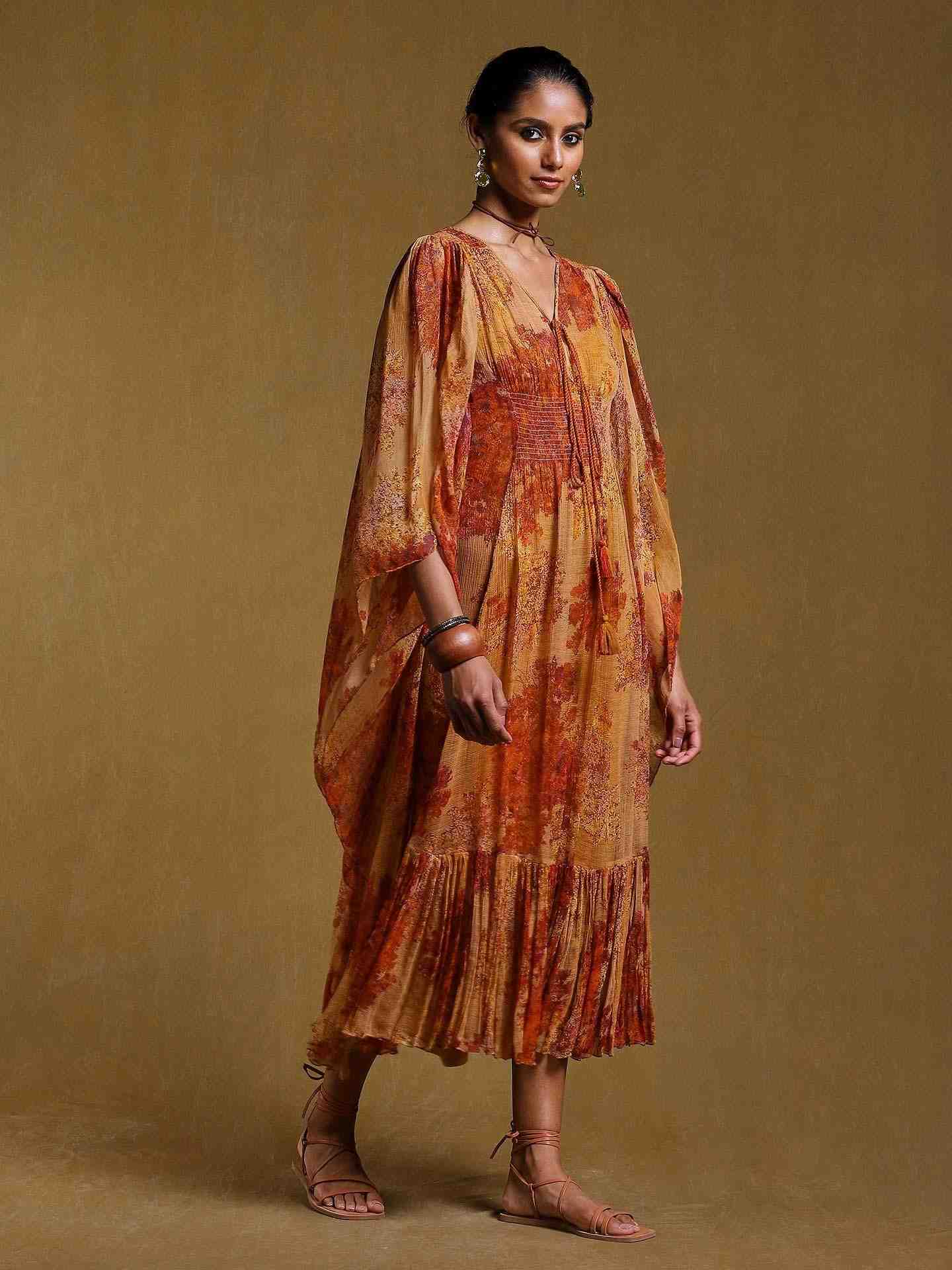 Mustard Khizan Kaftan Dress
