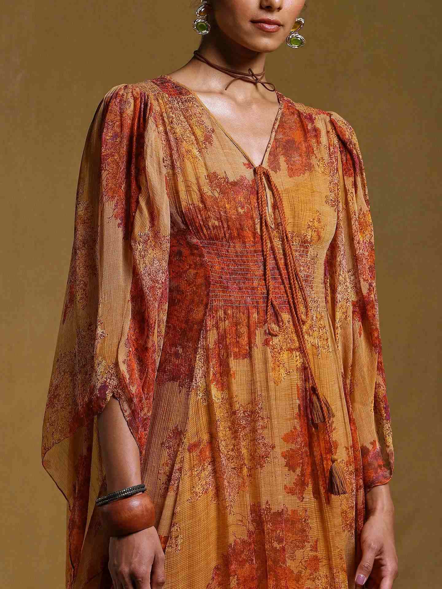 Mustard Khizan Kaftan Dress
