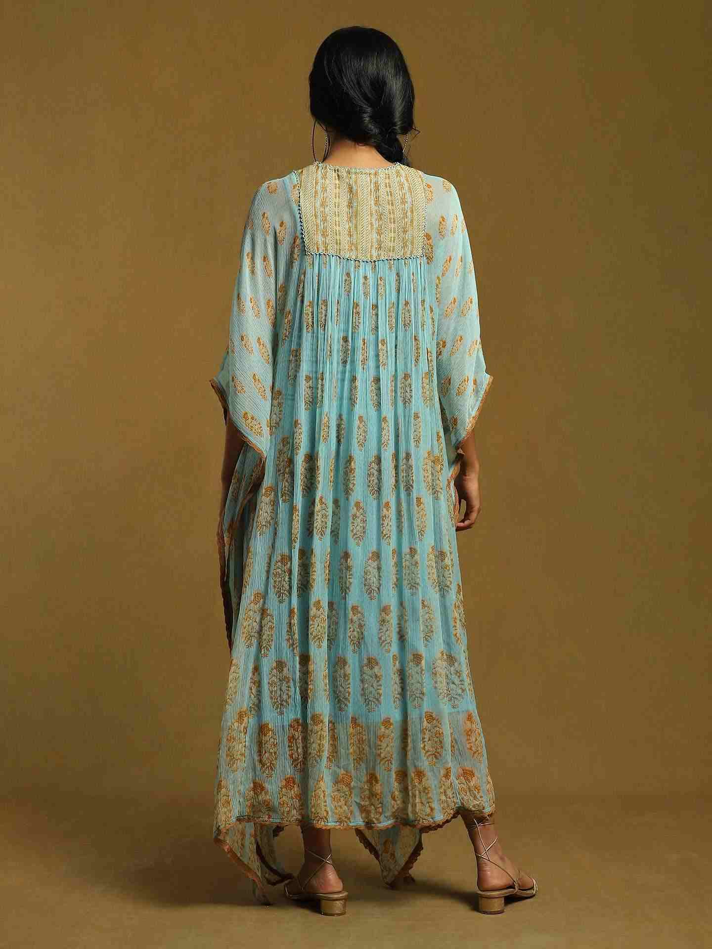 Aqua Mogra Butti Kaftan Dress