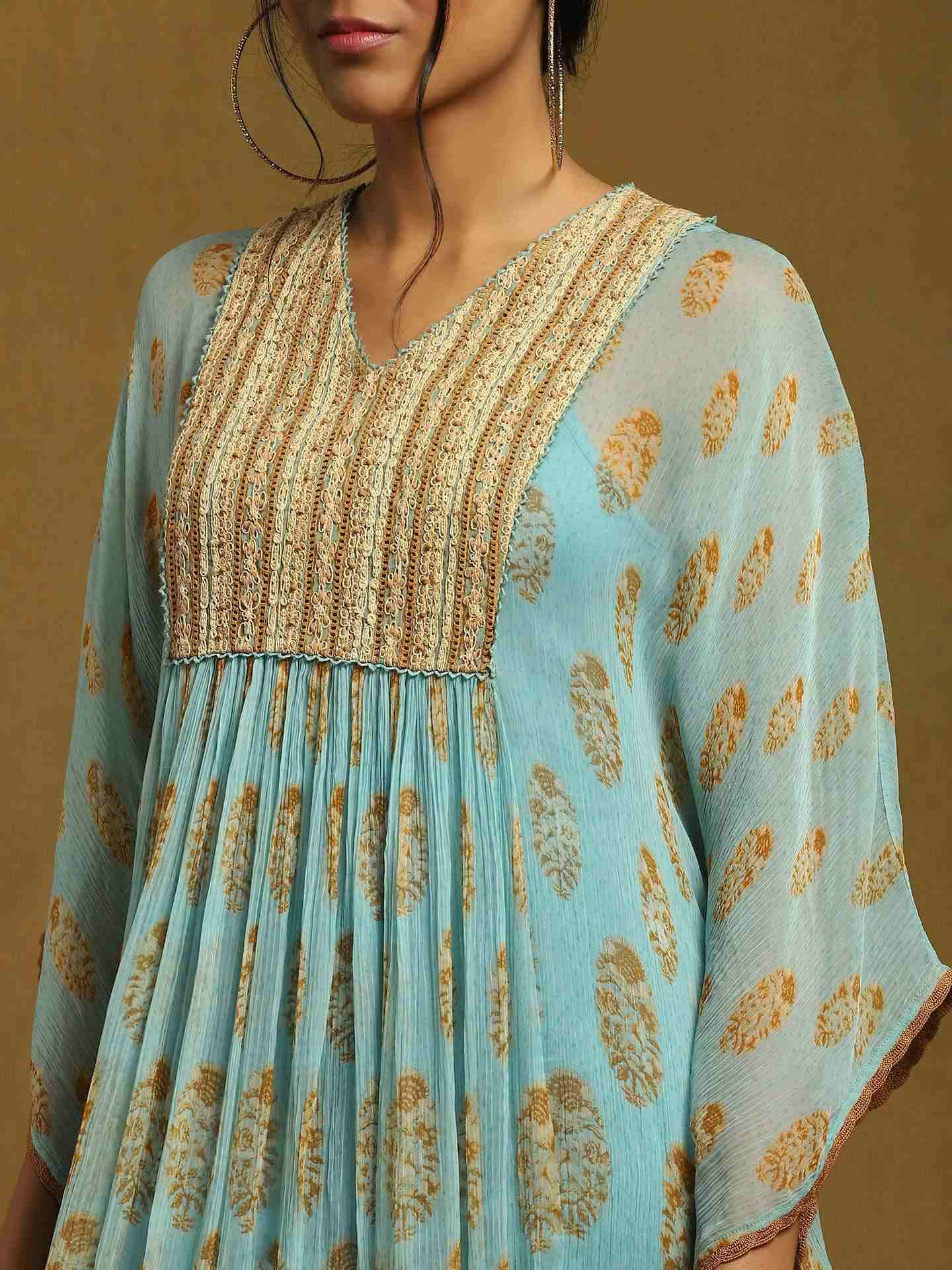 Aqua Mogra Butti Kaftan Dress