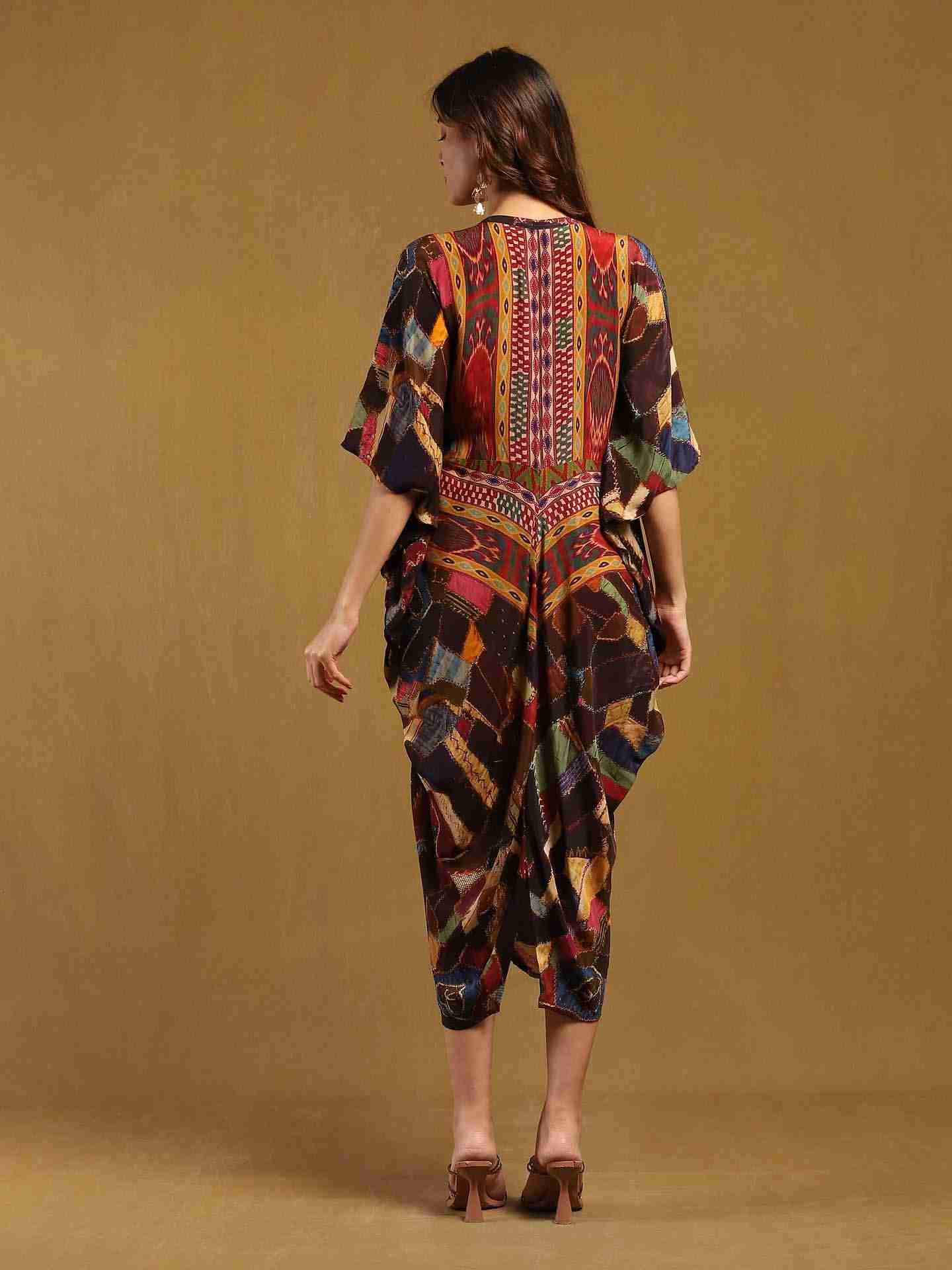 Brown Velvet Patchwork Kaftan