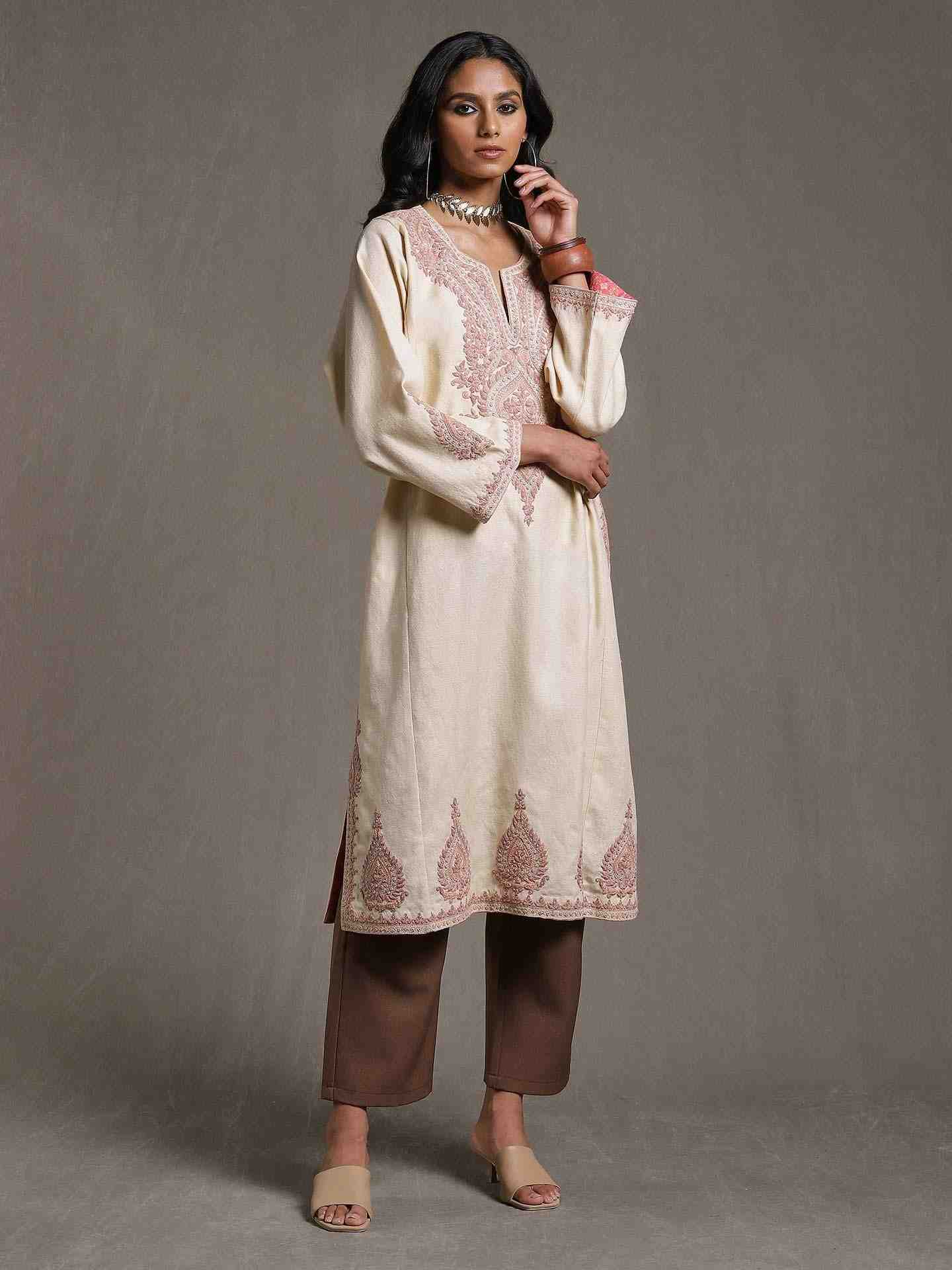 Off White Dori Paisley Wool Kurta