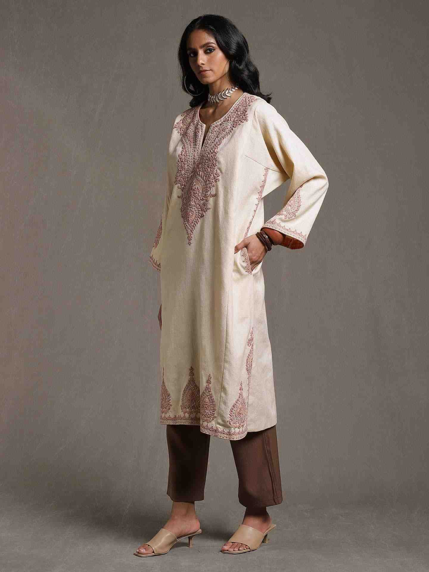 Off White Dori Paisley Wool Kurta