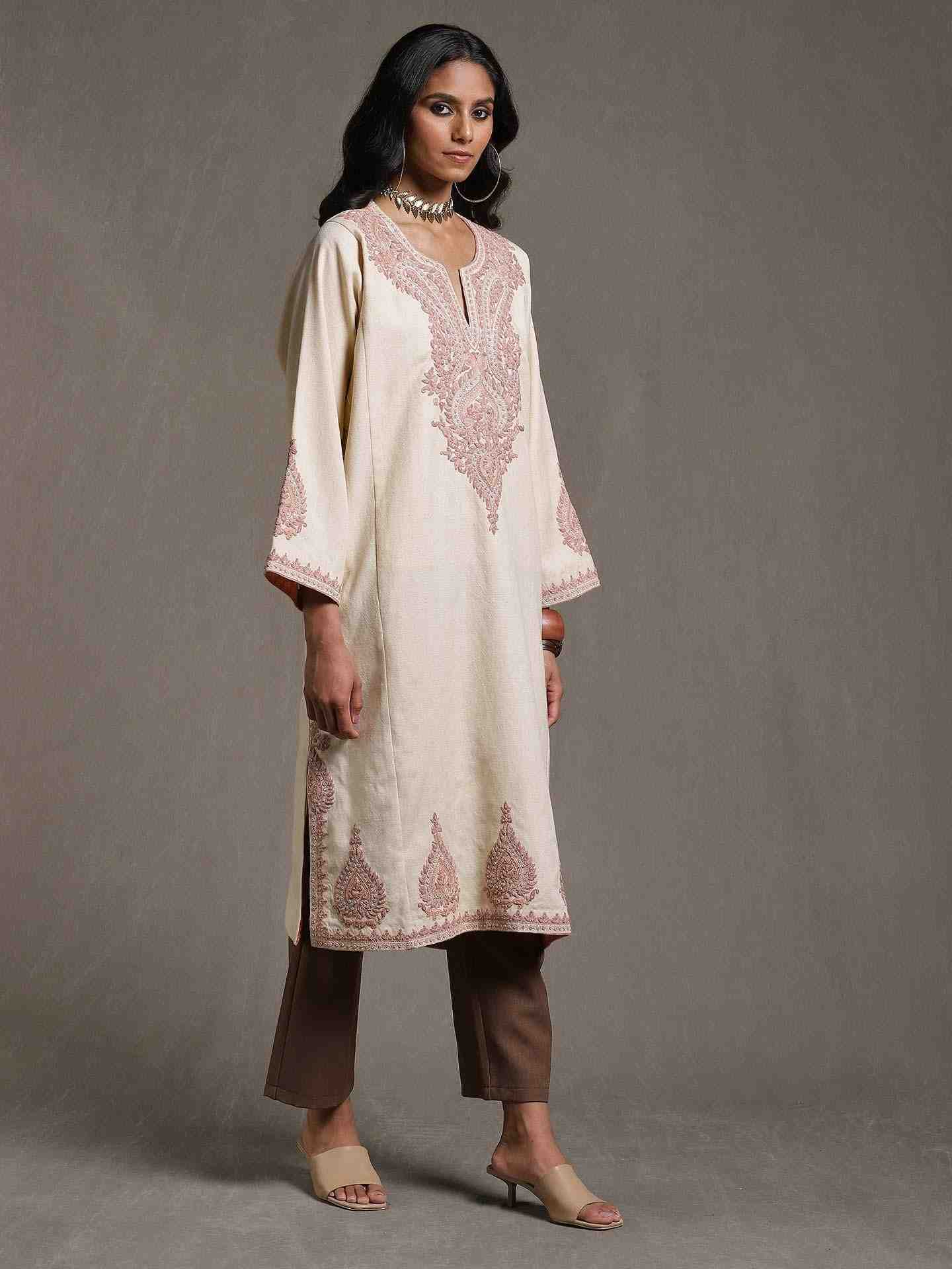 Off White Dori Paisley Wool Kurta