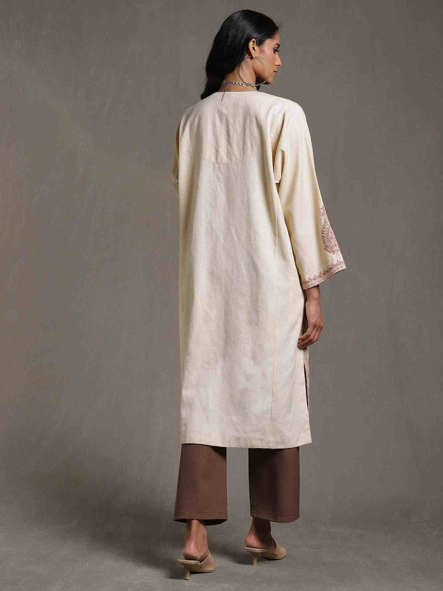 Off White Dori Paisley Wool Kurta