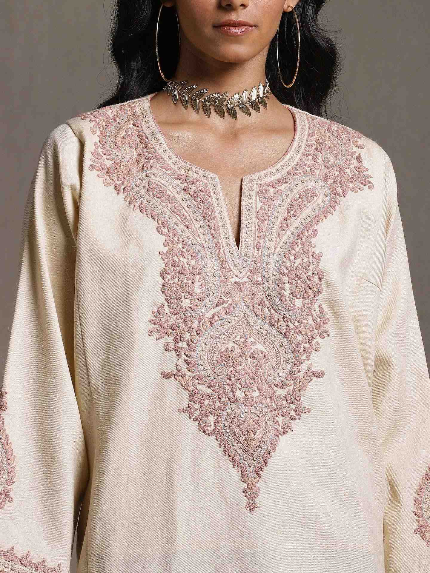 Off White Dori Paisley Wool Kurta