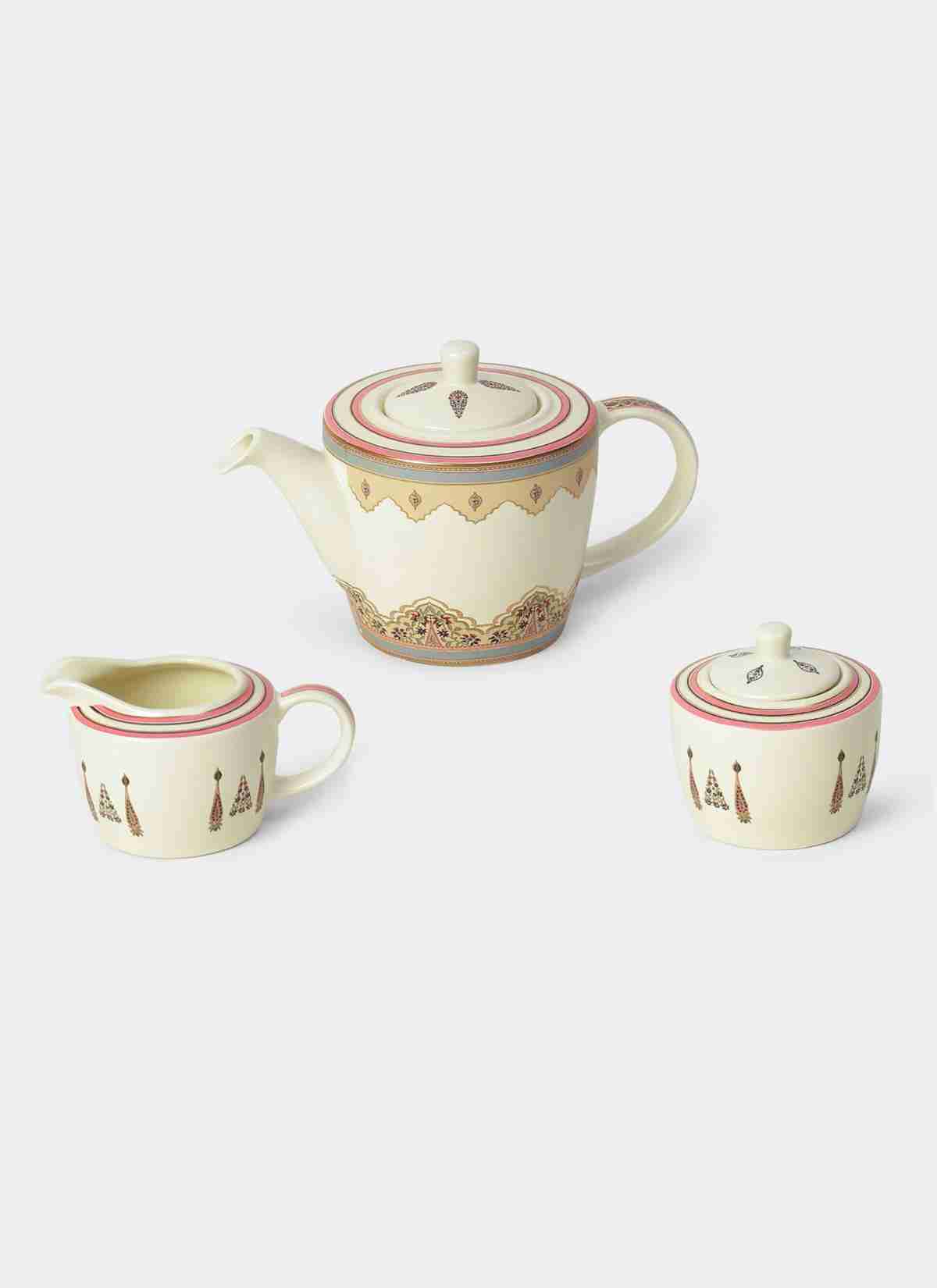 Beige & Pink  Minar Tea Set (Set Of 3)
