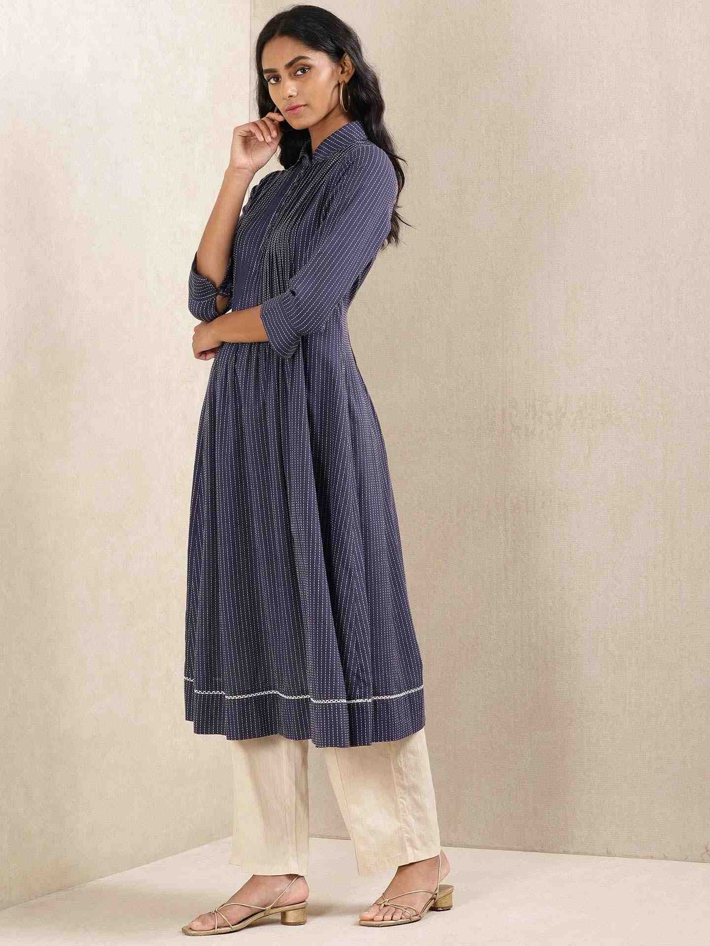Blue Quint Yarn-Dyed Cotton Kurta