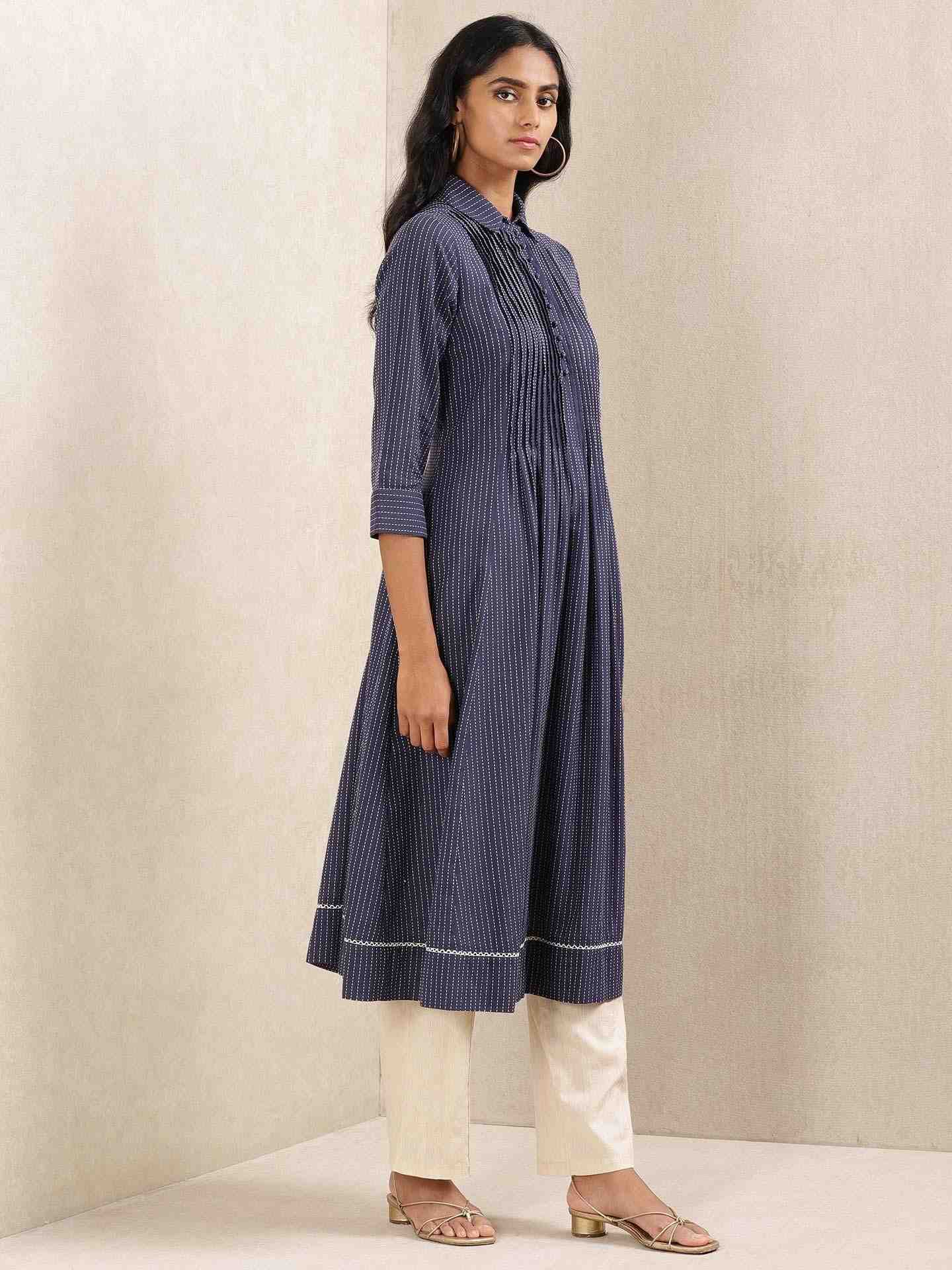 Blue Quint Yarn-Dyed Cotton Kurta