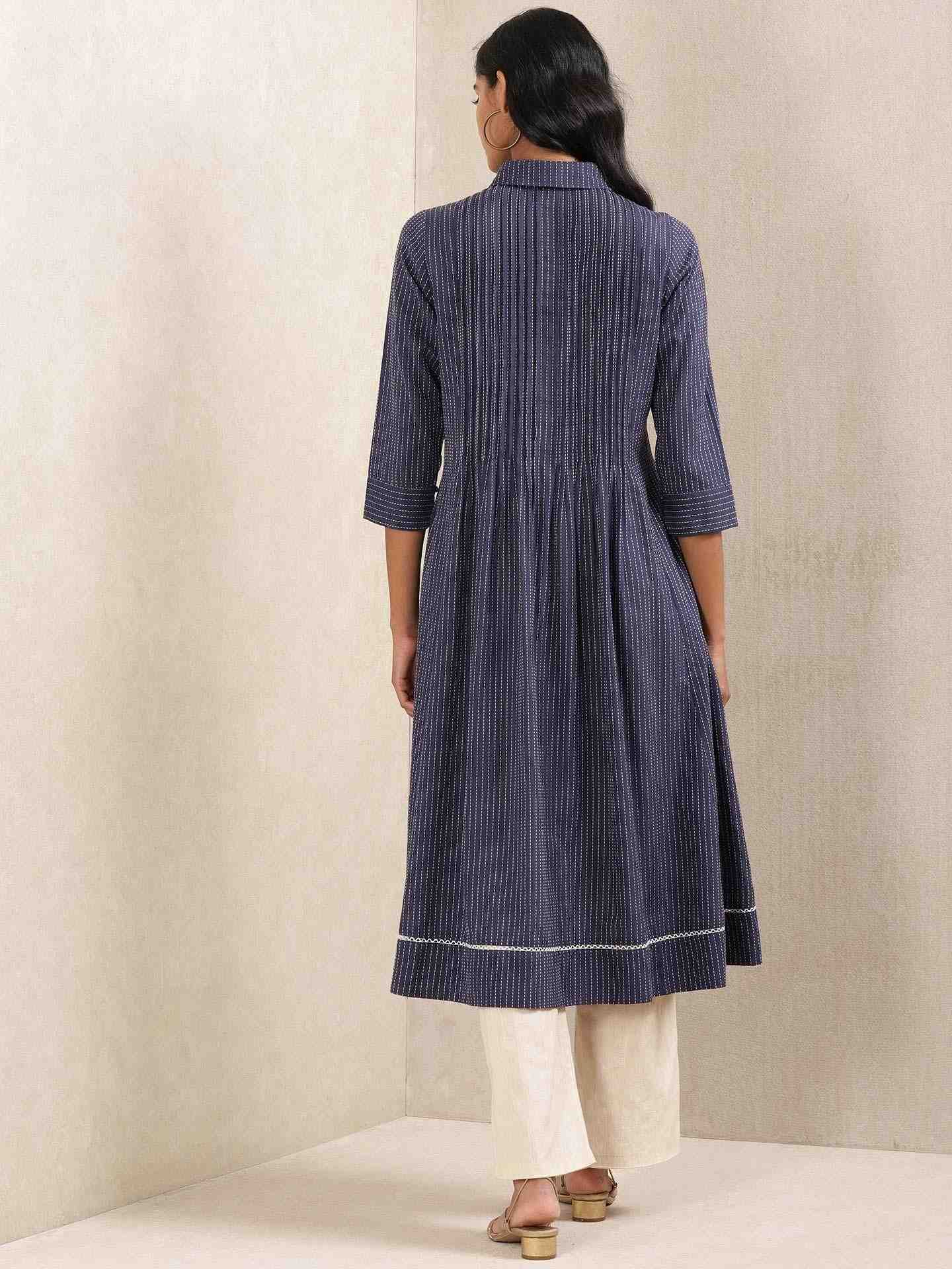 Blue Quint Yarn-Dyed Cotton Kurta