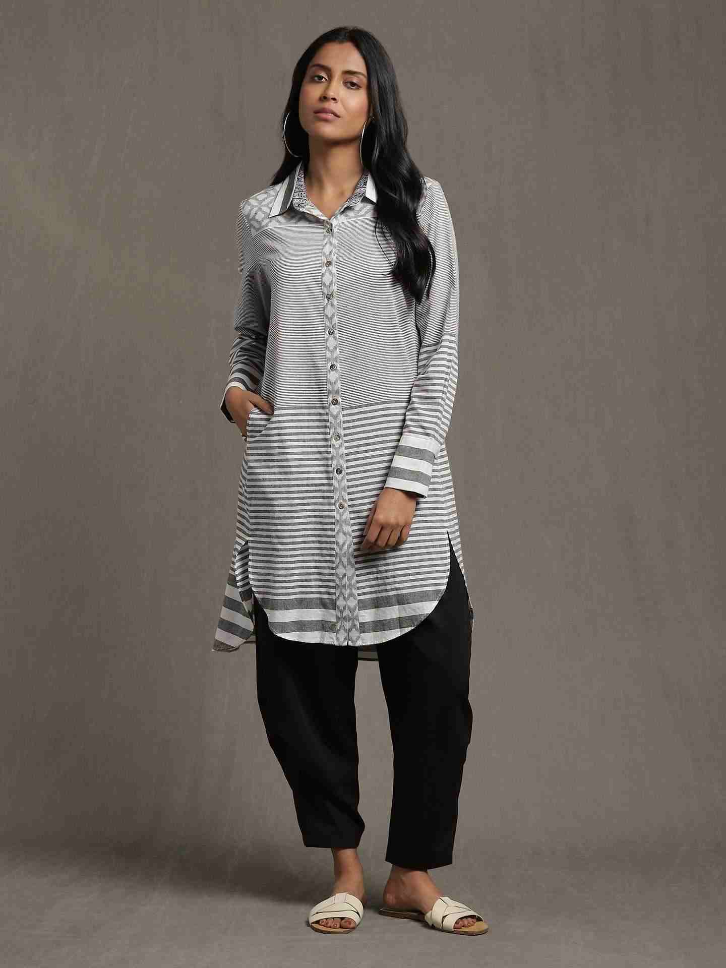 Grey Whimsical Heritage Cotton Kurta
