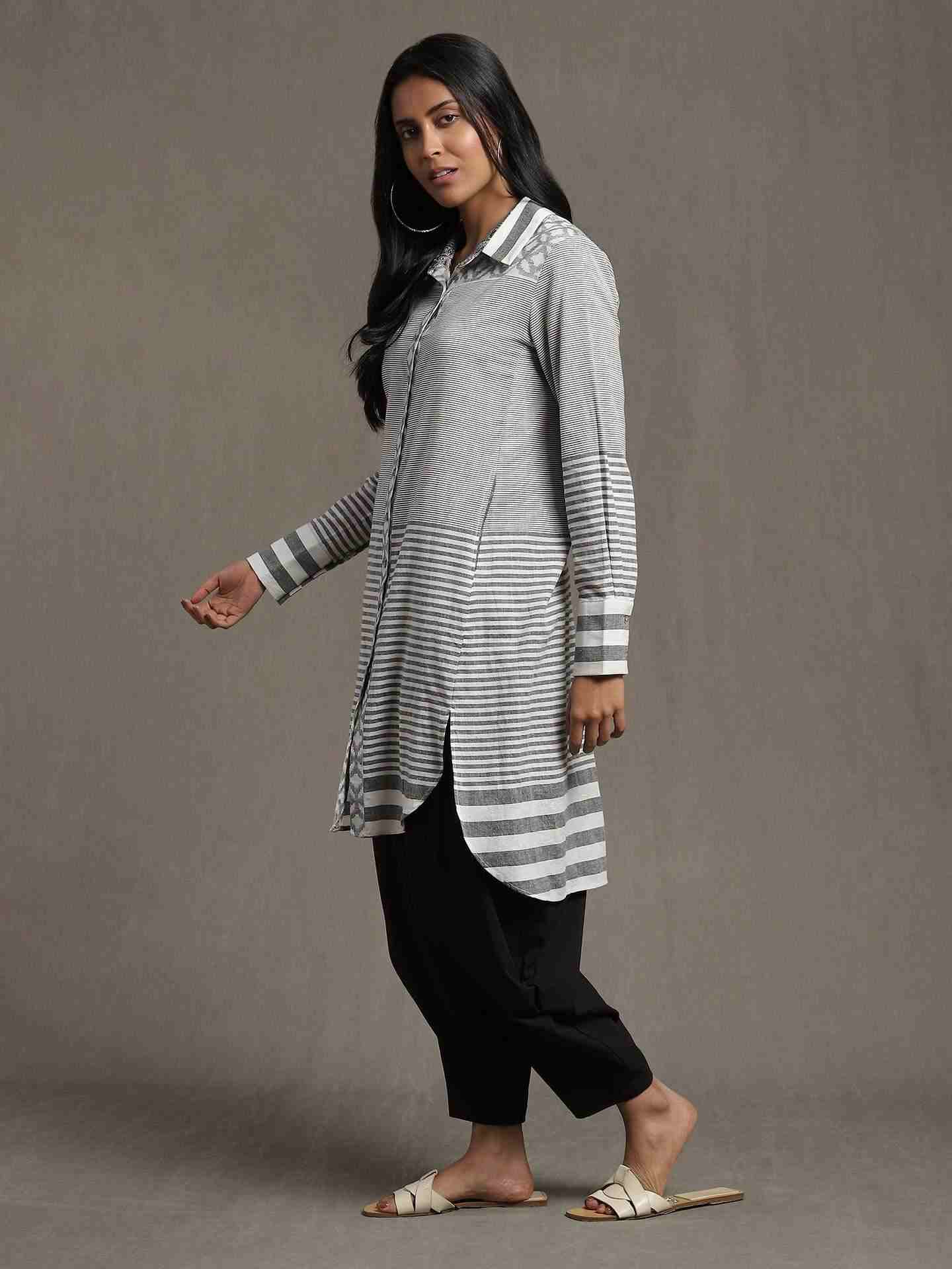 Grey Whimsical Heritage Cotton Kurta