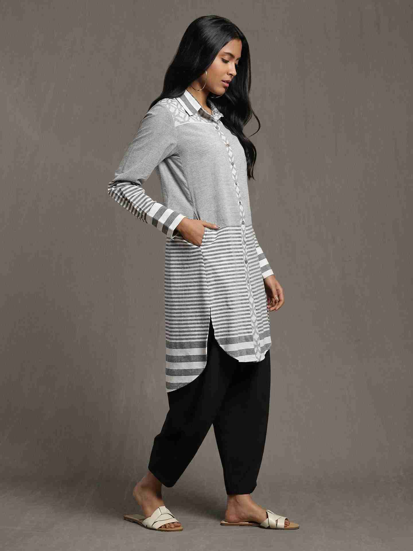 Grey Whimsical Heritage Cotton Kurta