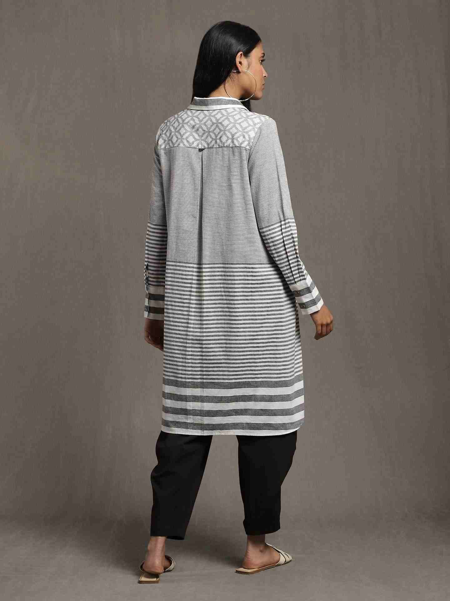 Grey Whimsical Heritage Cotton Kurta