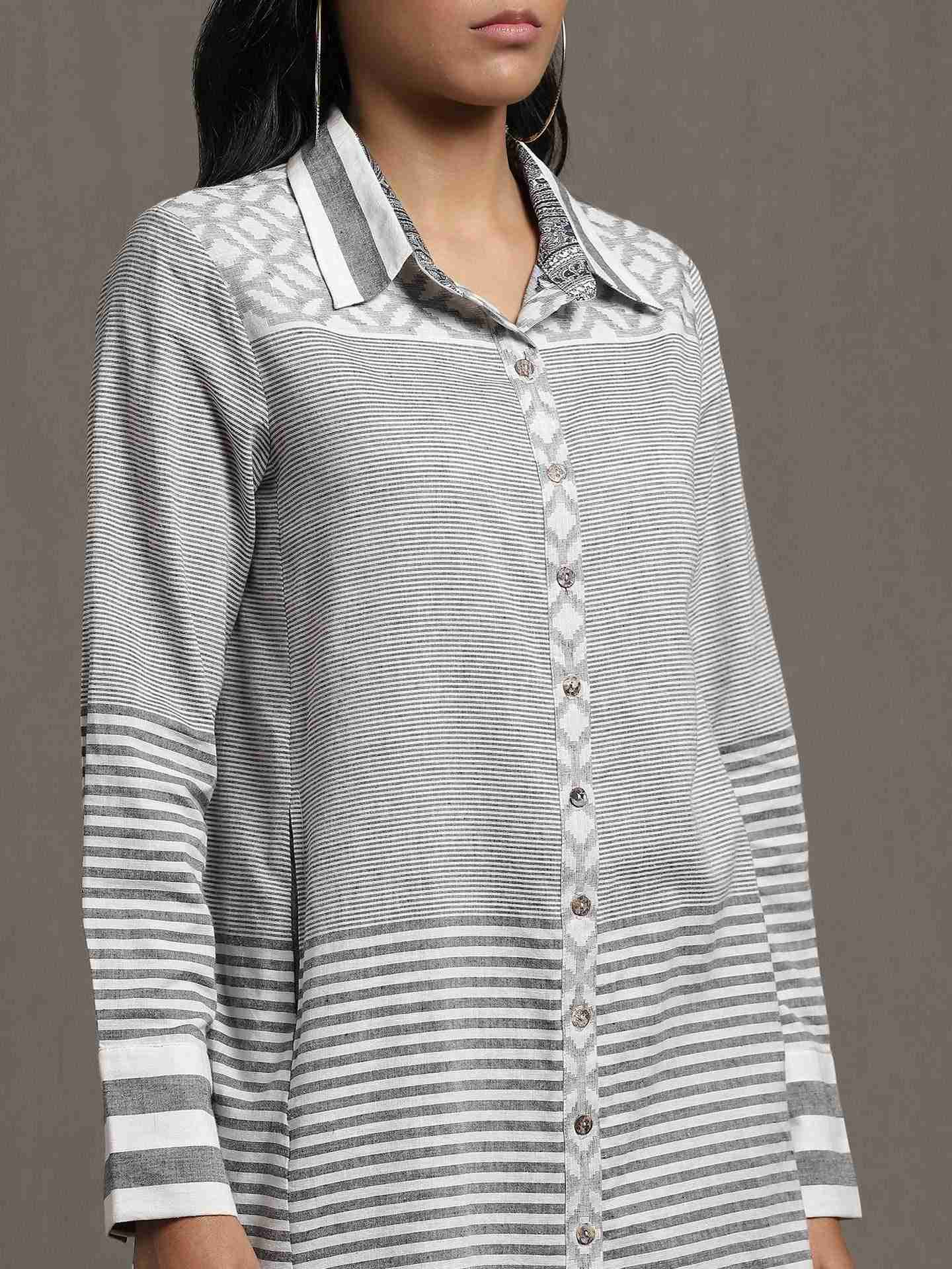 Grey Whimsical Heritage Cotton Kurta
