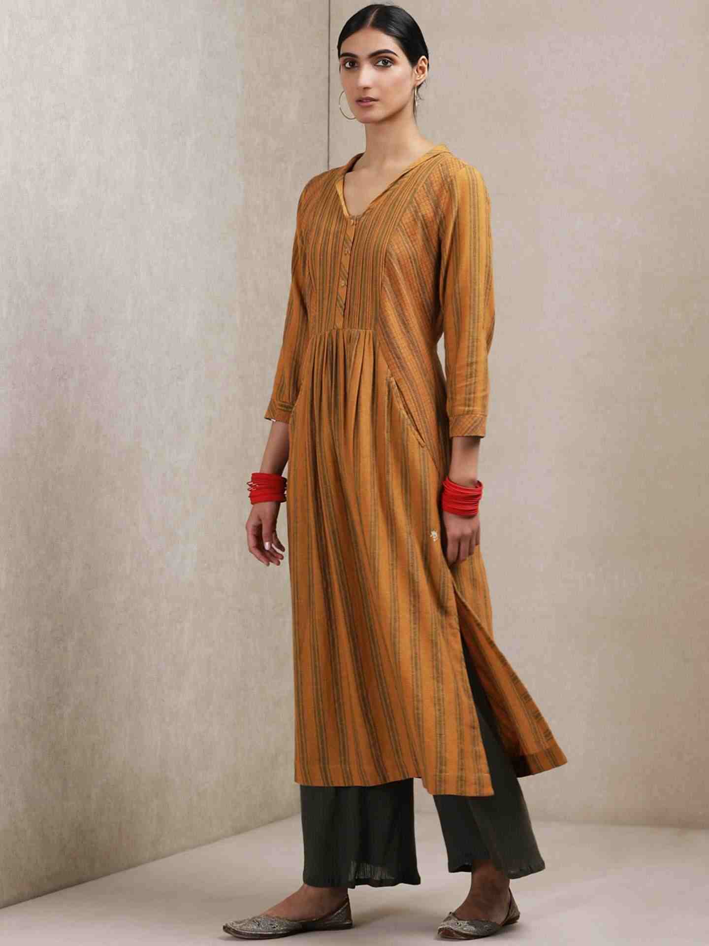 Brown Classic Yarn-Dyed Cotton Kurta