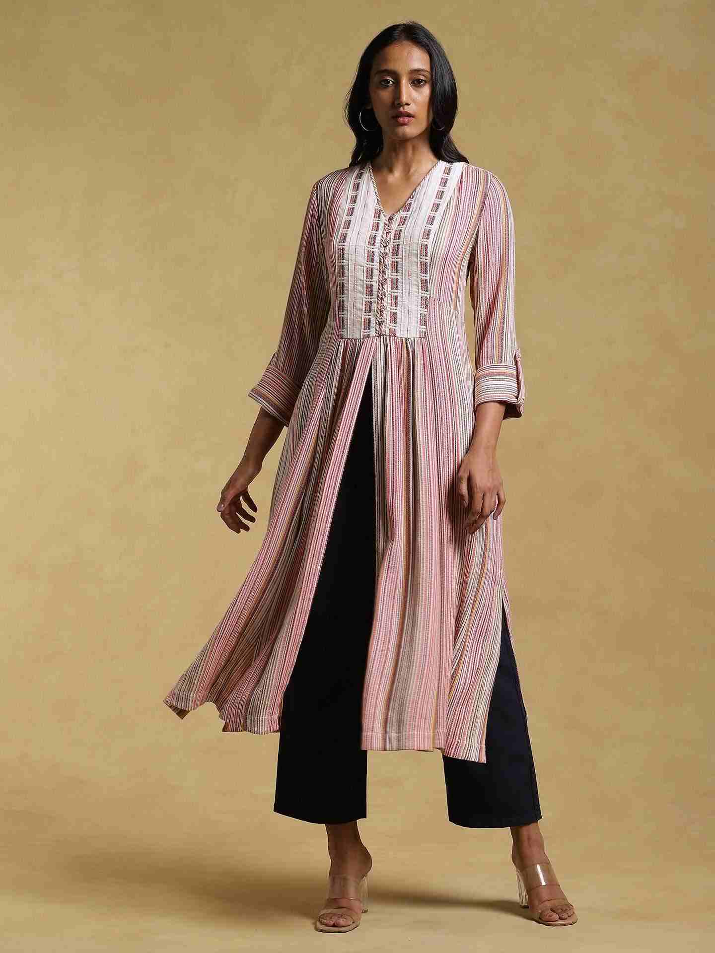 Multi-Color Ethereal Yarn-Dyed  Kurta