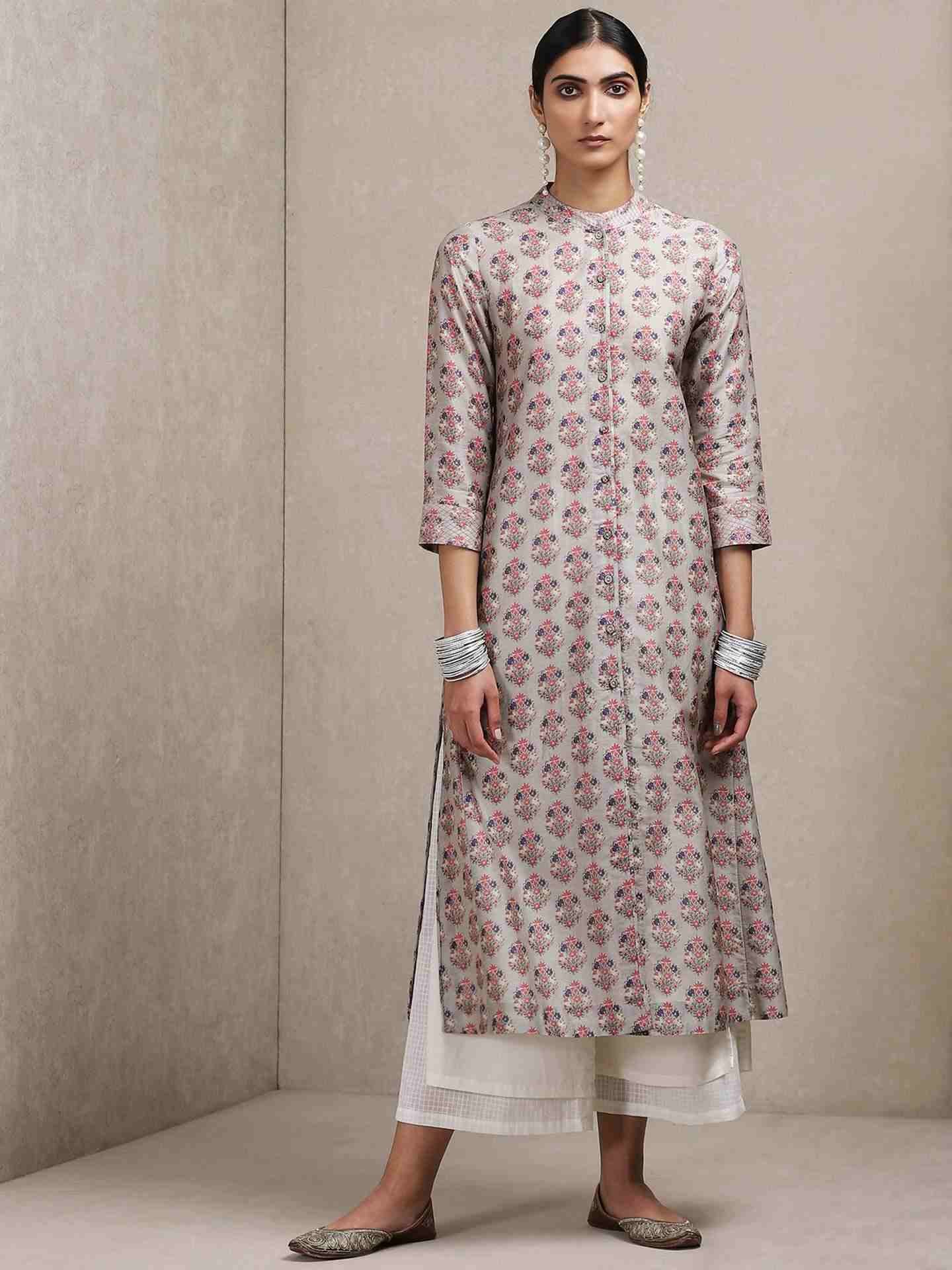 Grey Classic Chanderi Kurta