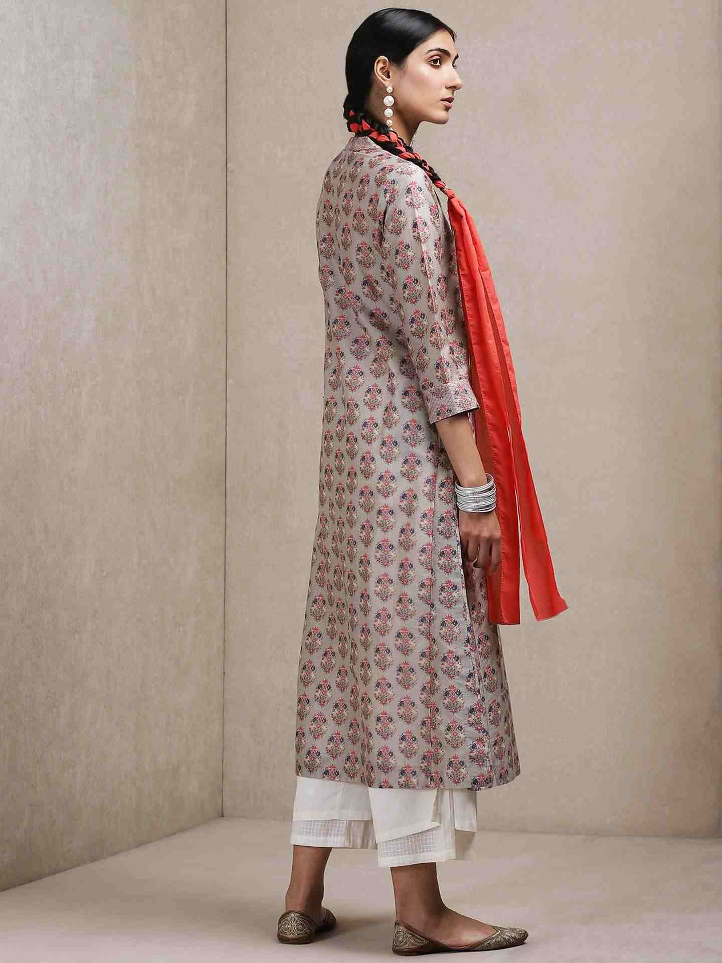 Grey Classic Chanderi Kurta