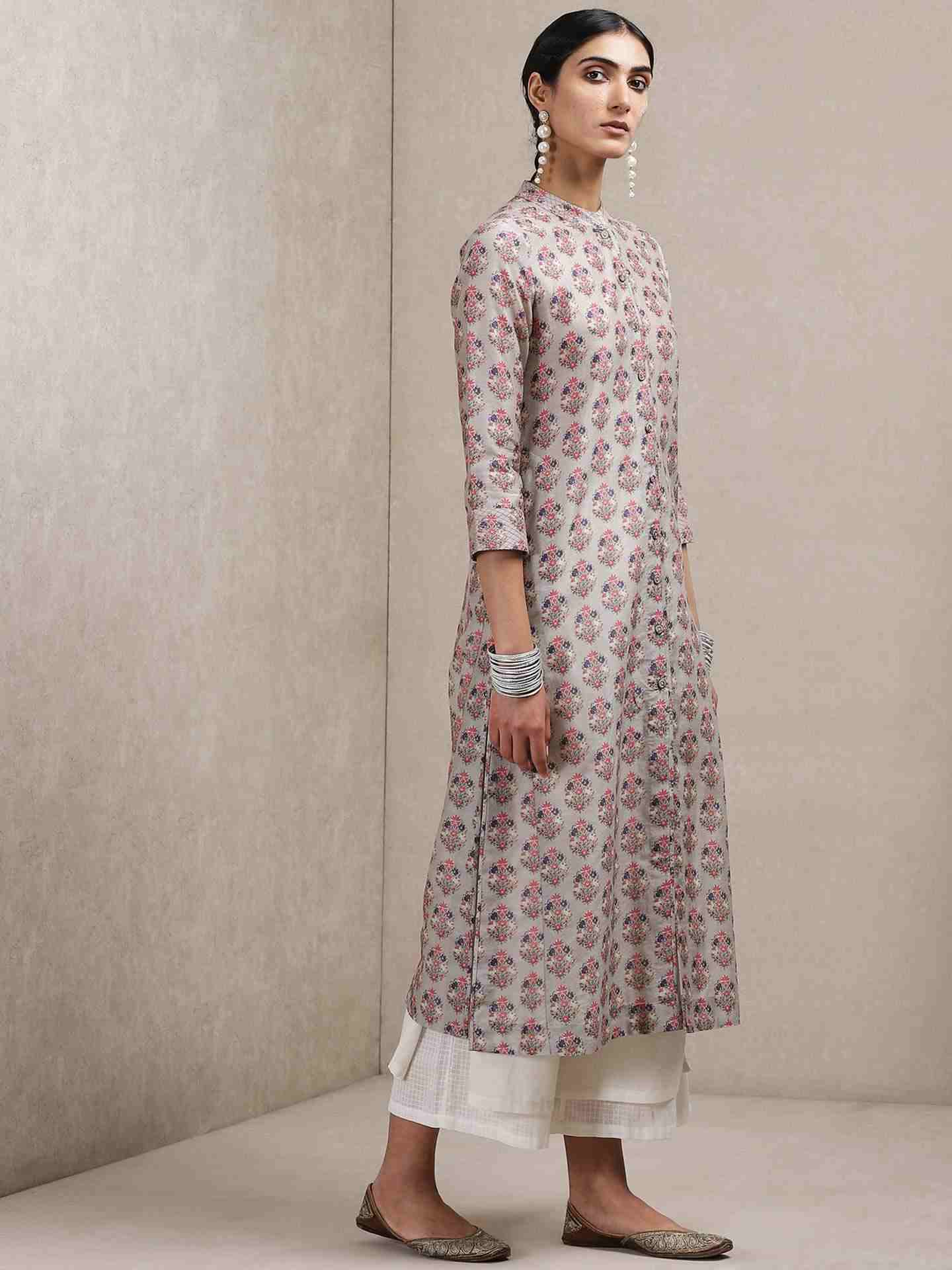 Grey Classic Chanderi Kurta