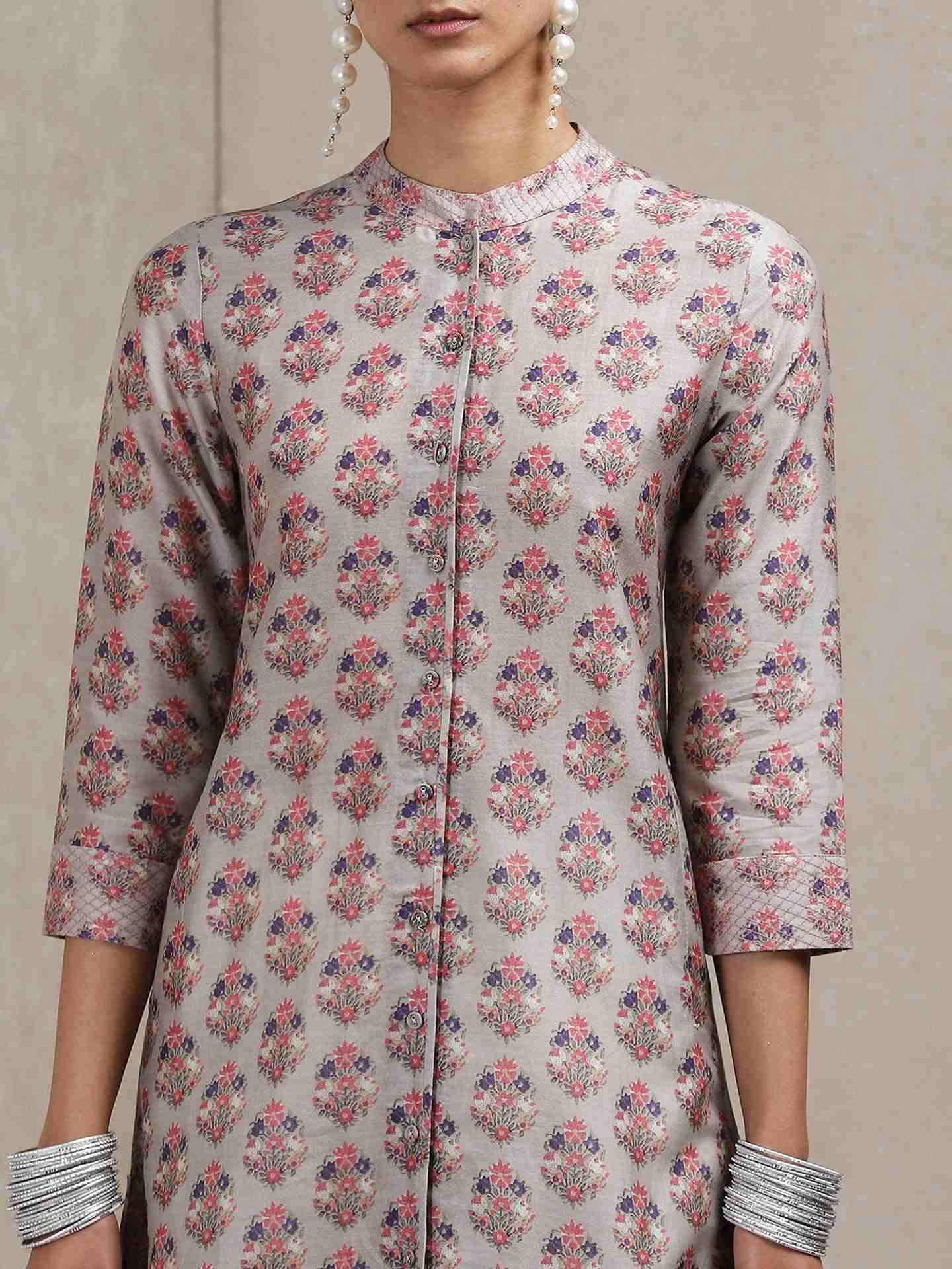 Grey Classic Chanderi Kurta