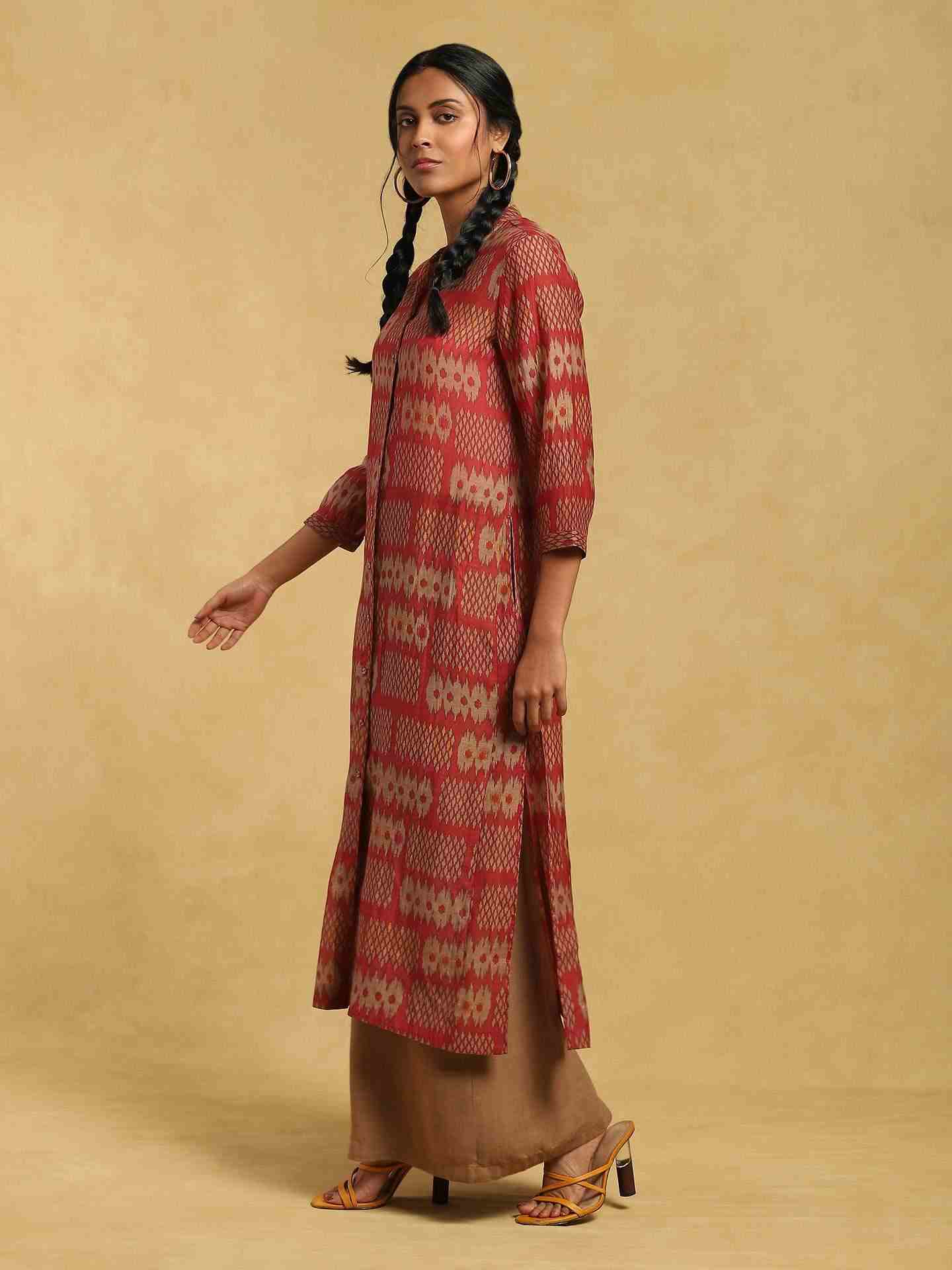 Rust Glitch Chanderi Kurta
