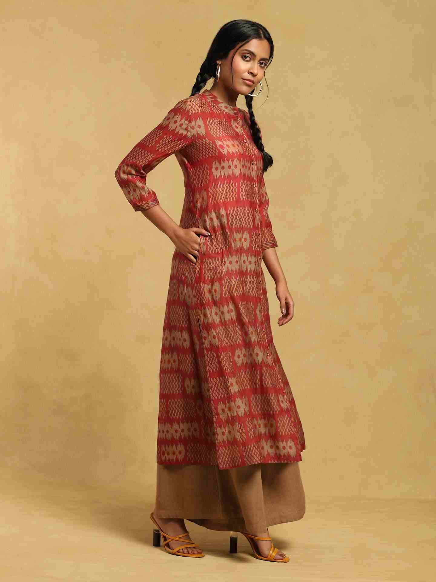 Rust Glitch Chanderi Kurta