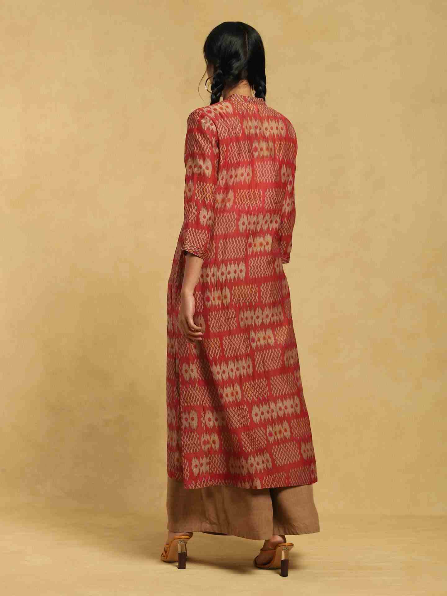 Rust Glitch Chanderi Kurta