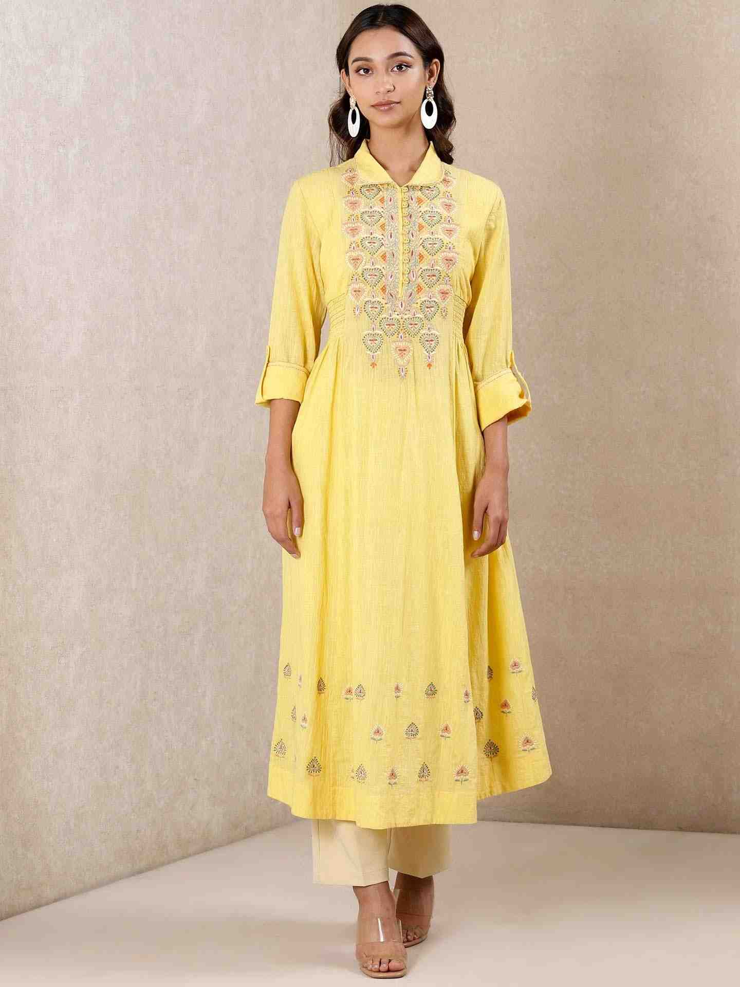 Yellow Paan Cotton Kurta
