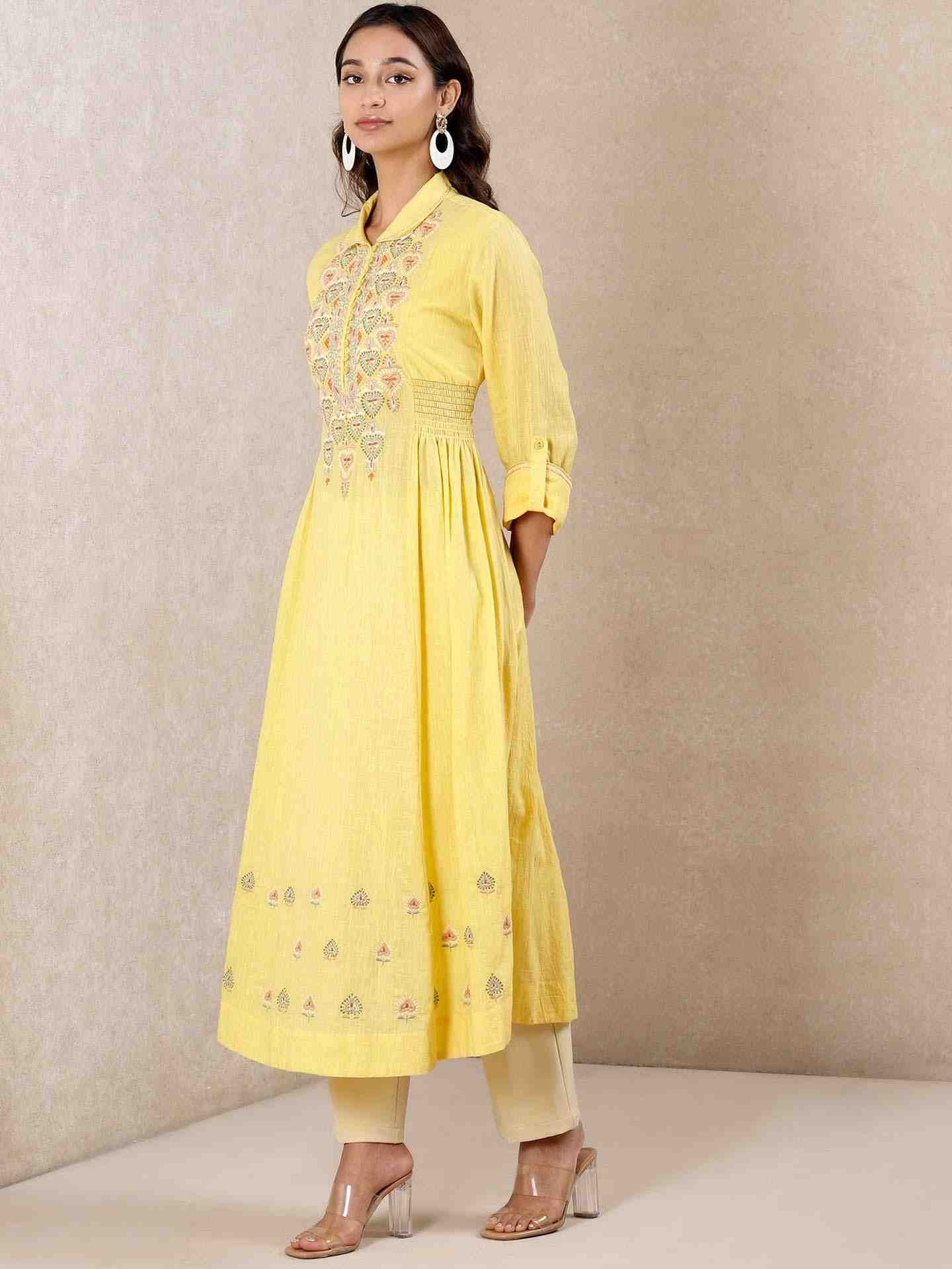 Yellow Paan Cotton Kurta