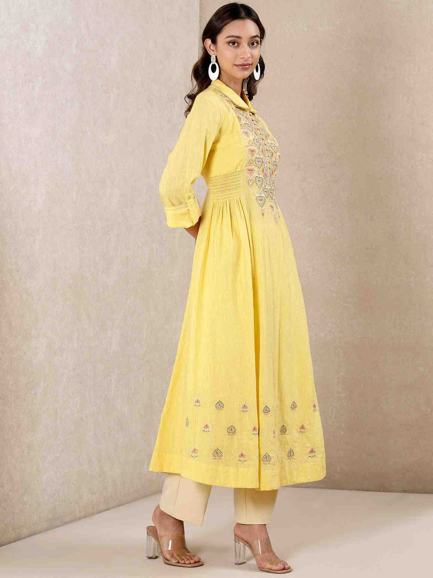 Yellow Paan Cotton Kurta