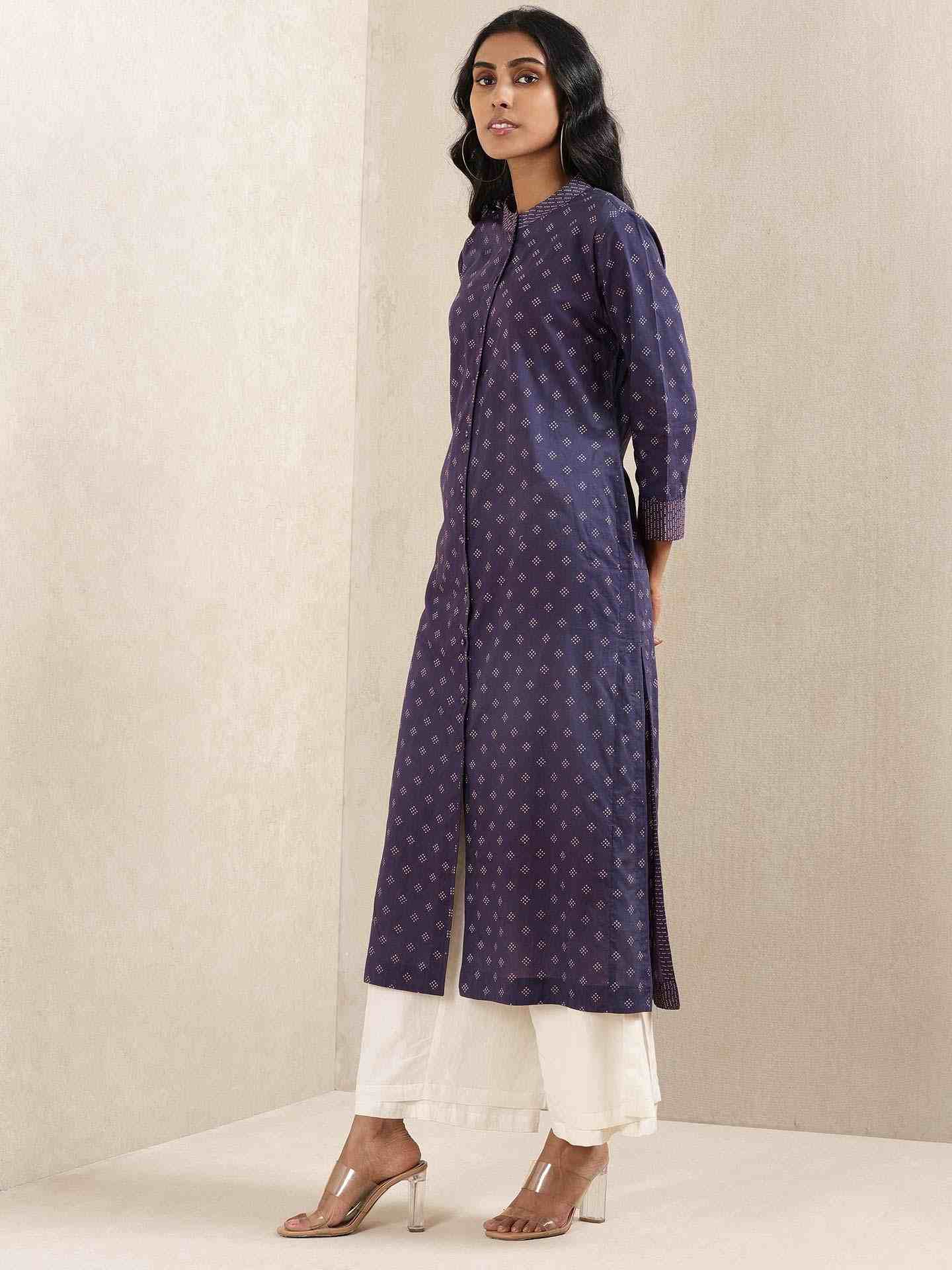 Ink Blue Quint Cotton Kurta
