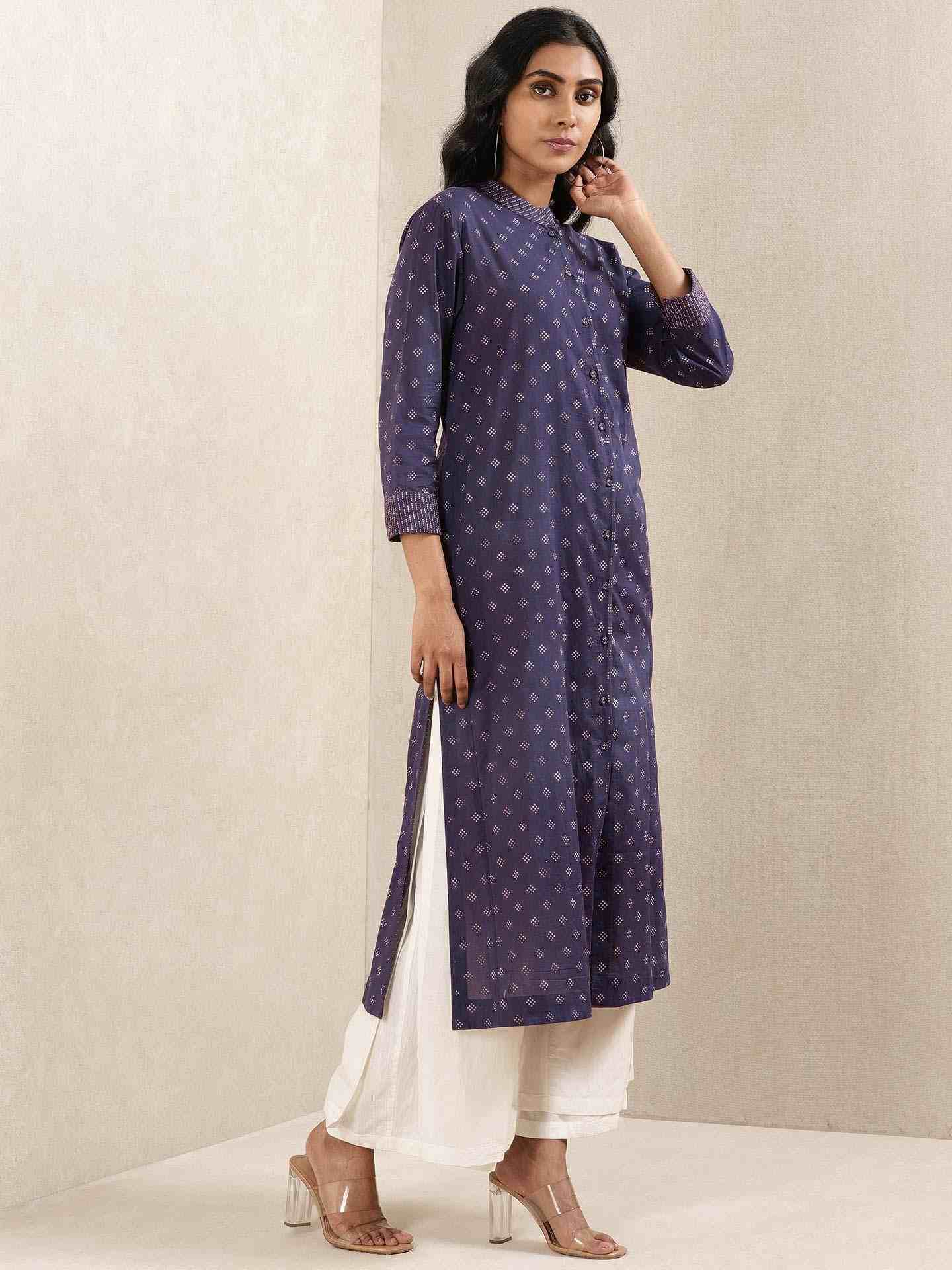 Ink Blue Quint Cotton Kurta