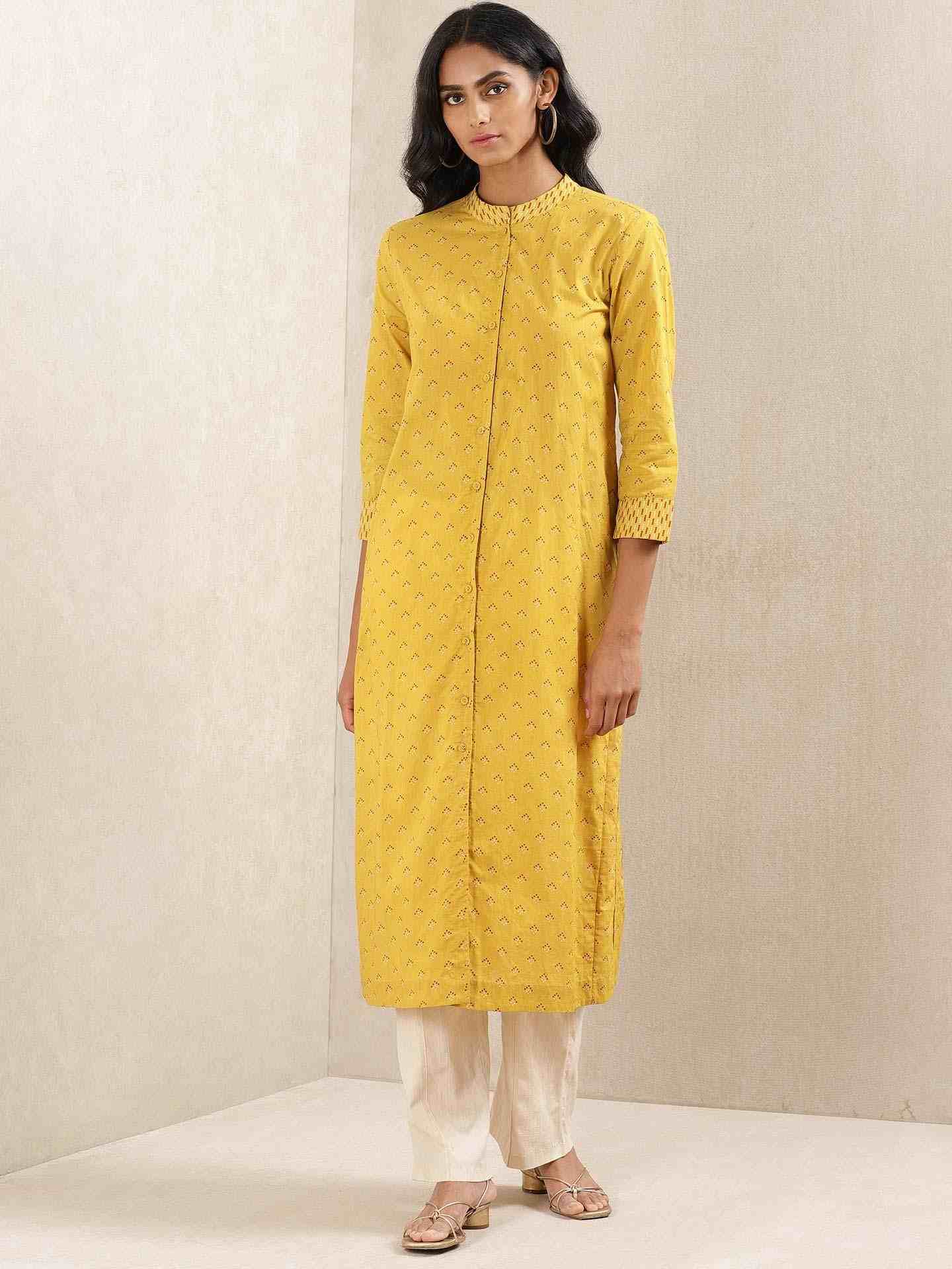Yellow Quint Cotton Kurta