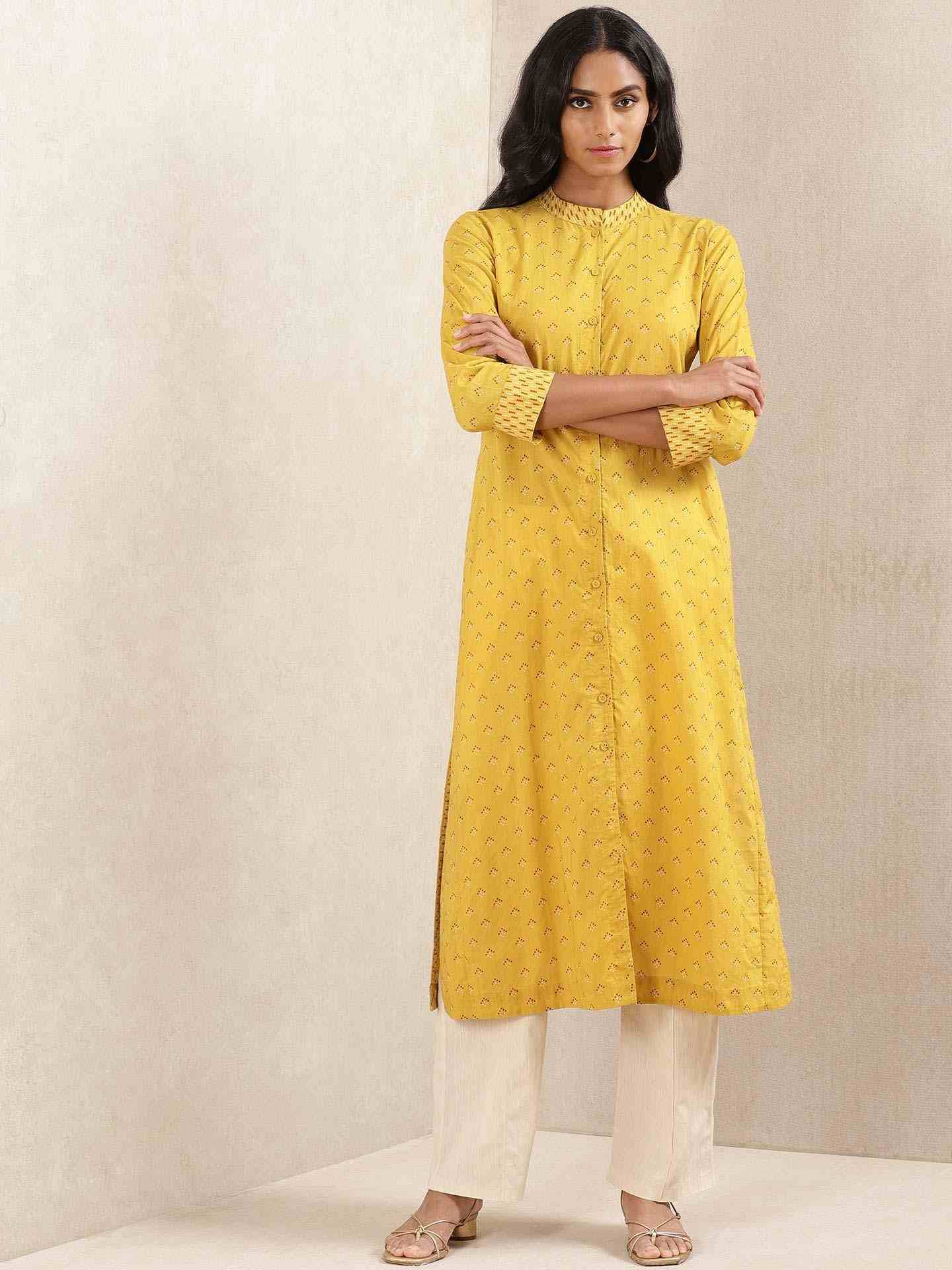 Yellow Quint Cotton Kurta