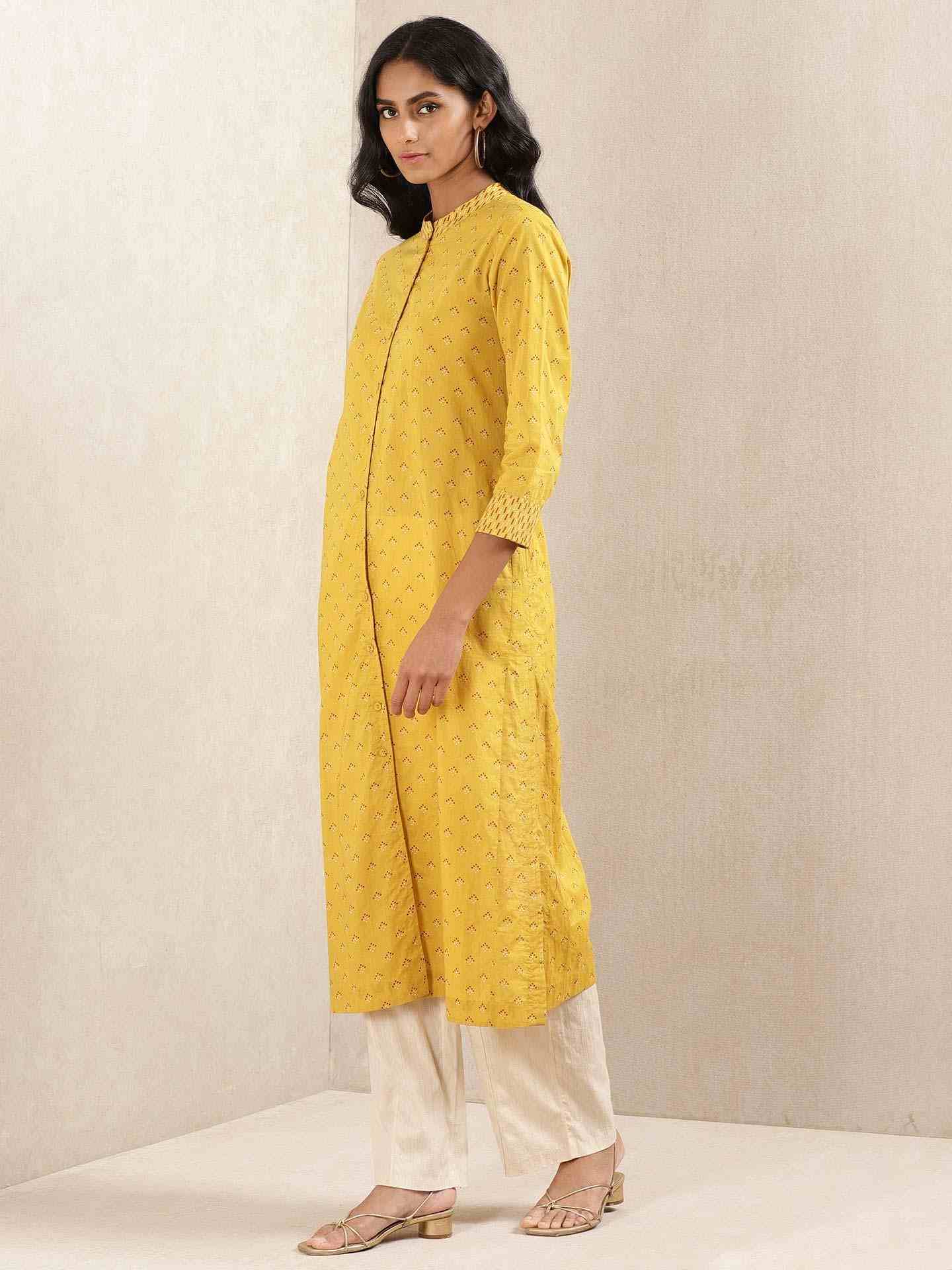 Yellow Quint Cotton Kurta